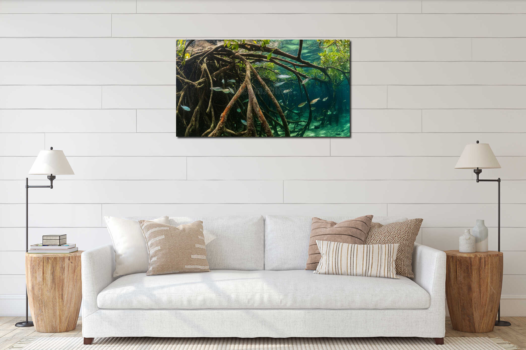 Canvas hanging interior mockup