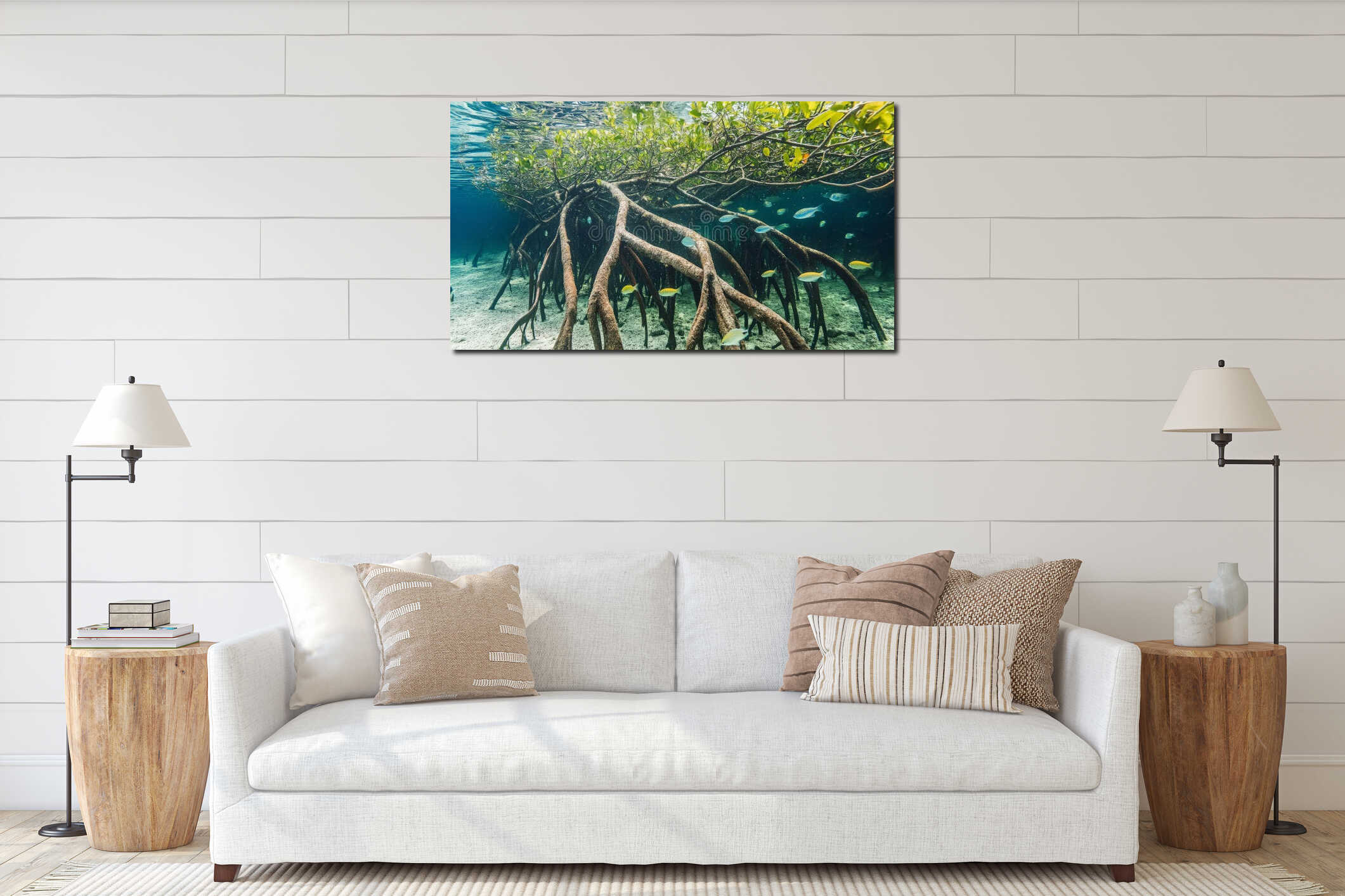 Canvas hanging interior mockup