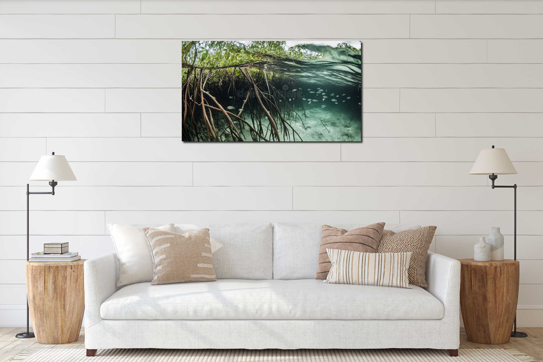 Canvas hanging interior mockup