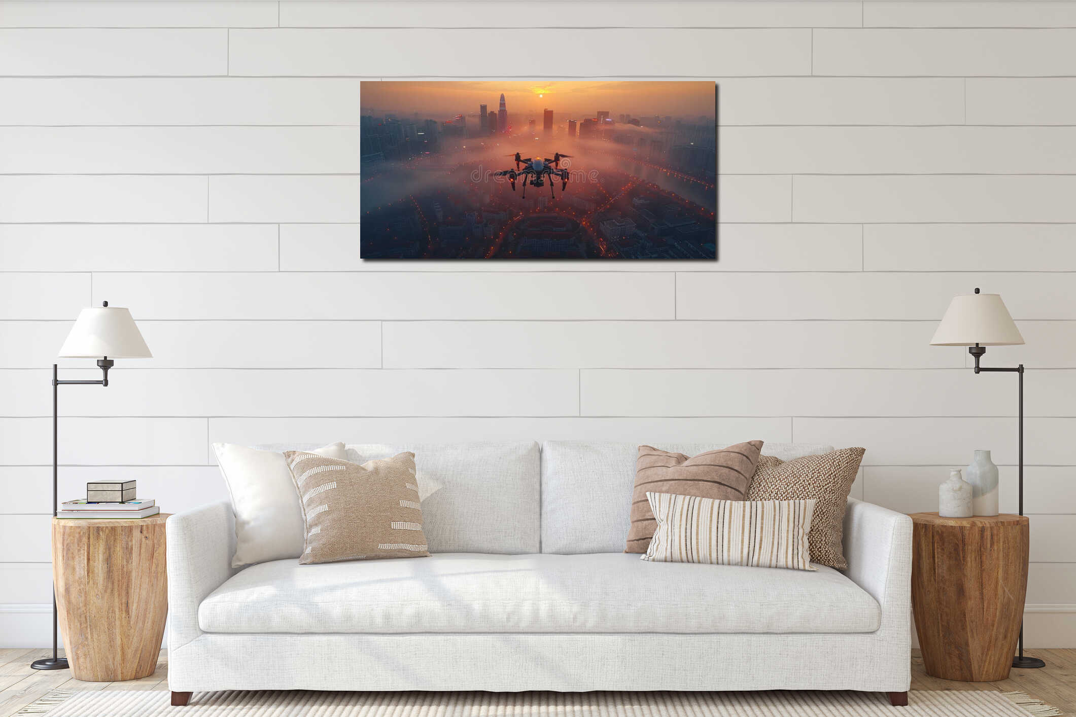 Canvas hanging interior mockup