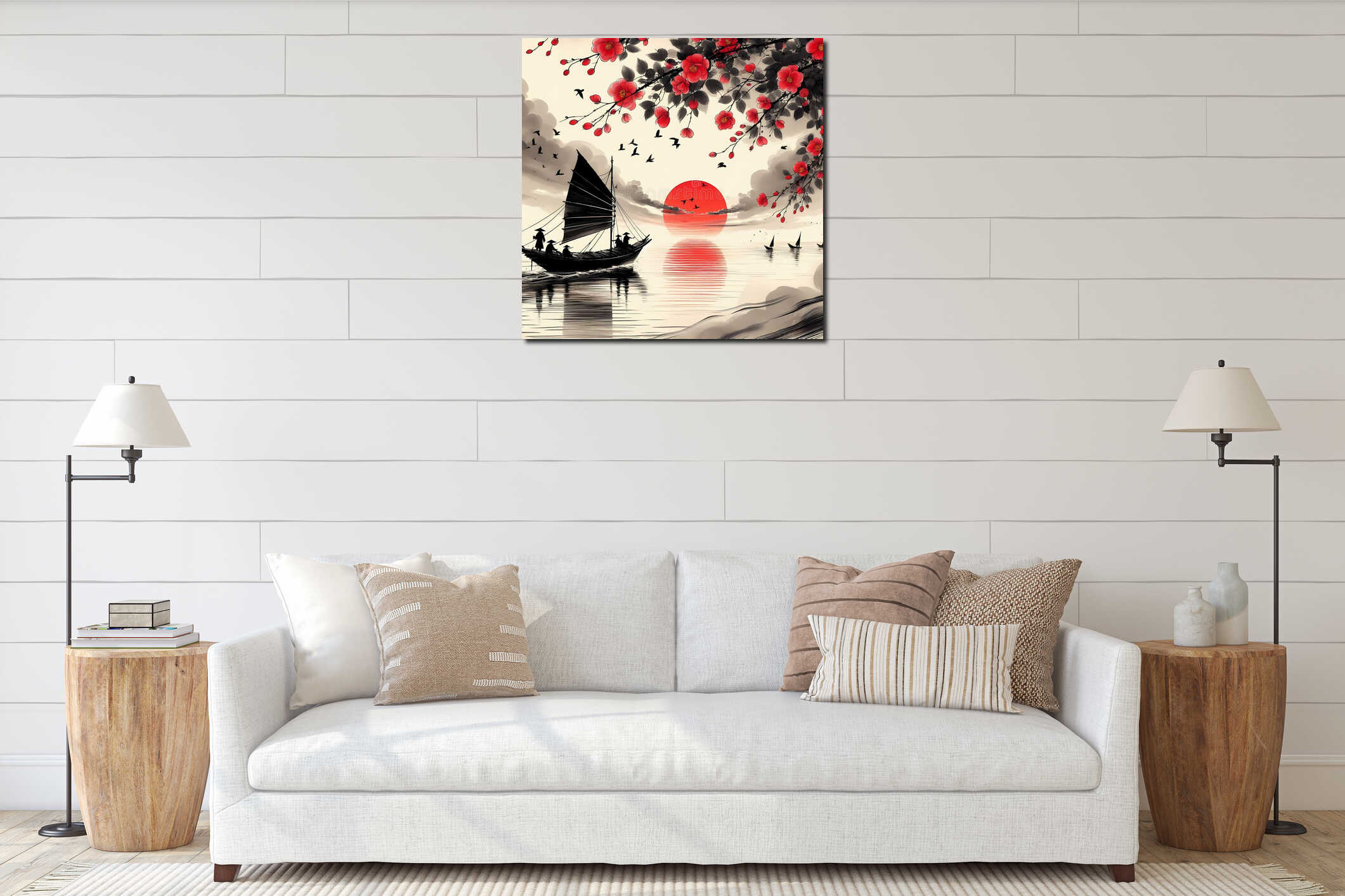 Canvas hanging interior mockup