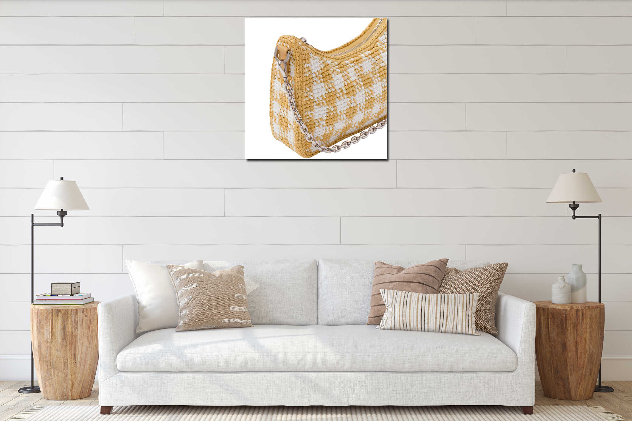 Canvas hanging interior mockup