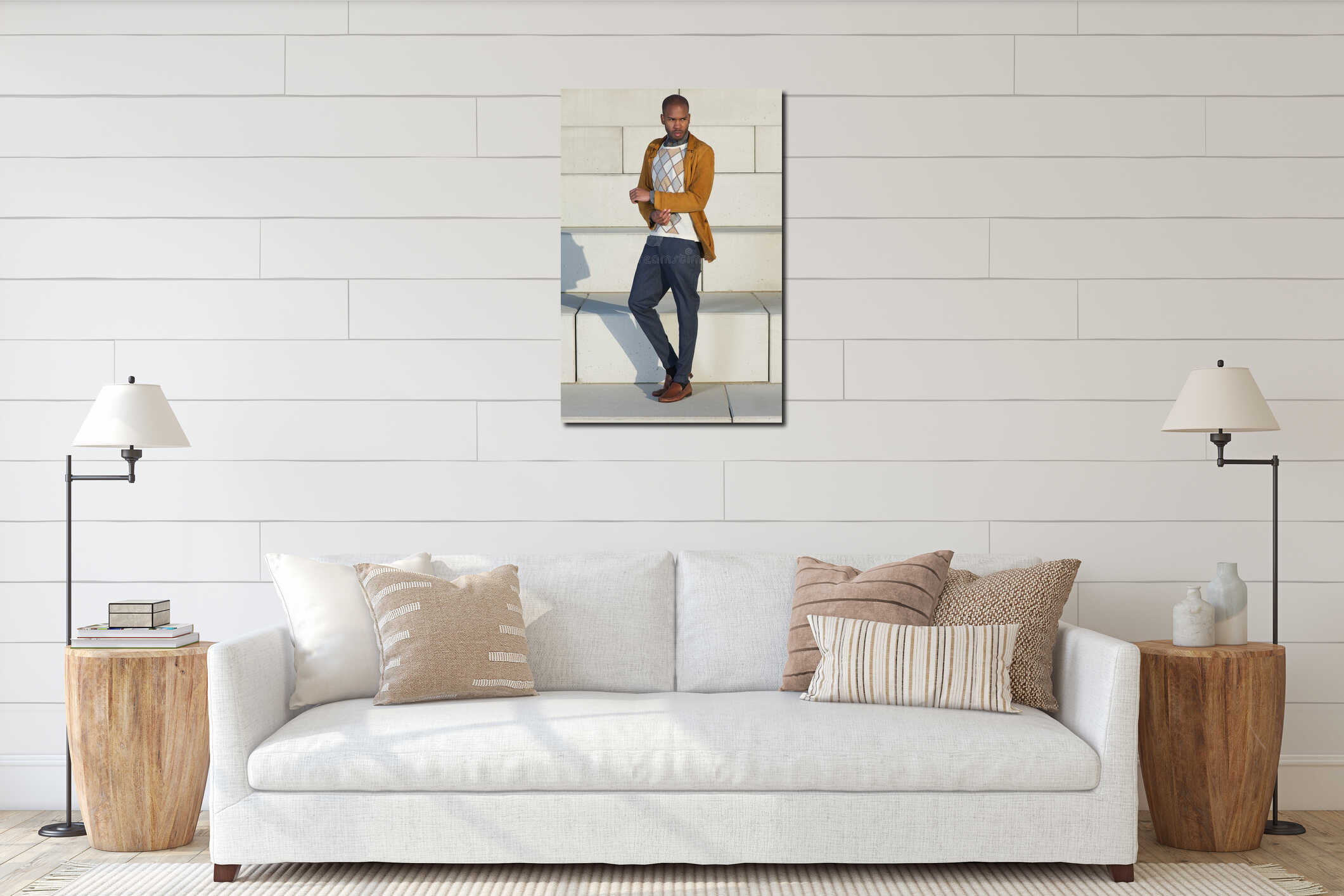 Canvas hanging interior mockup