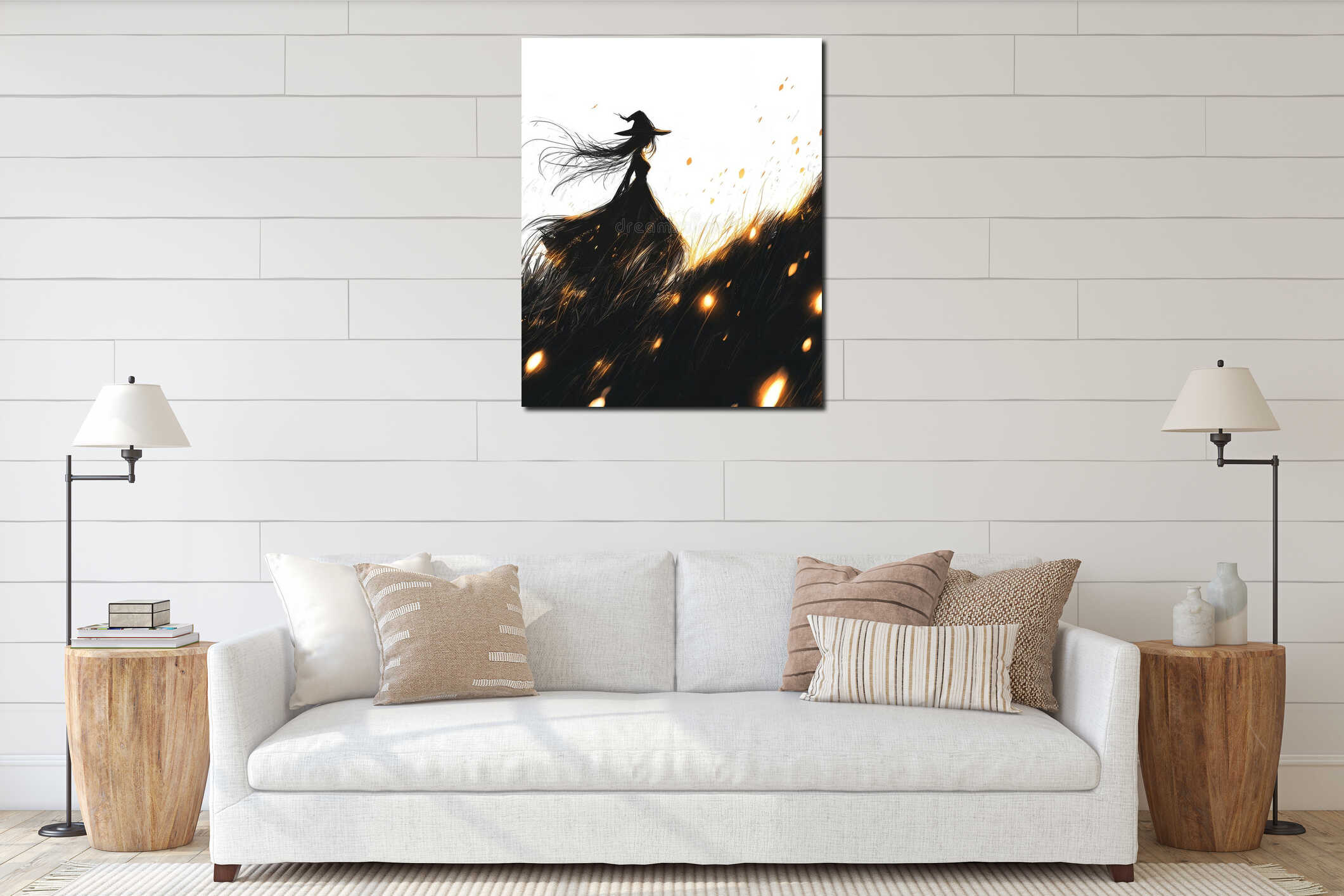 Canvas hanging interior mockup
