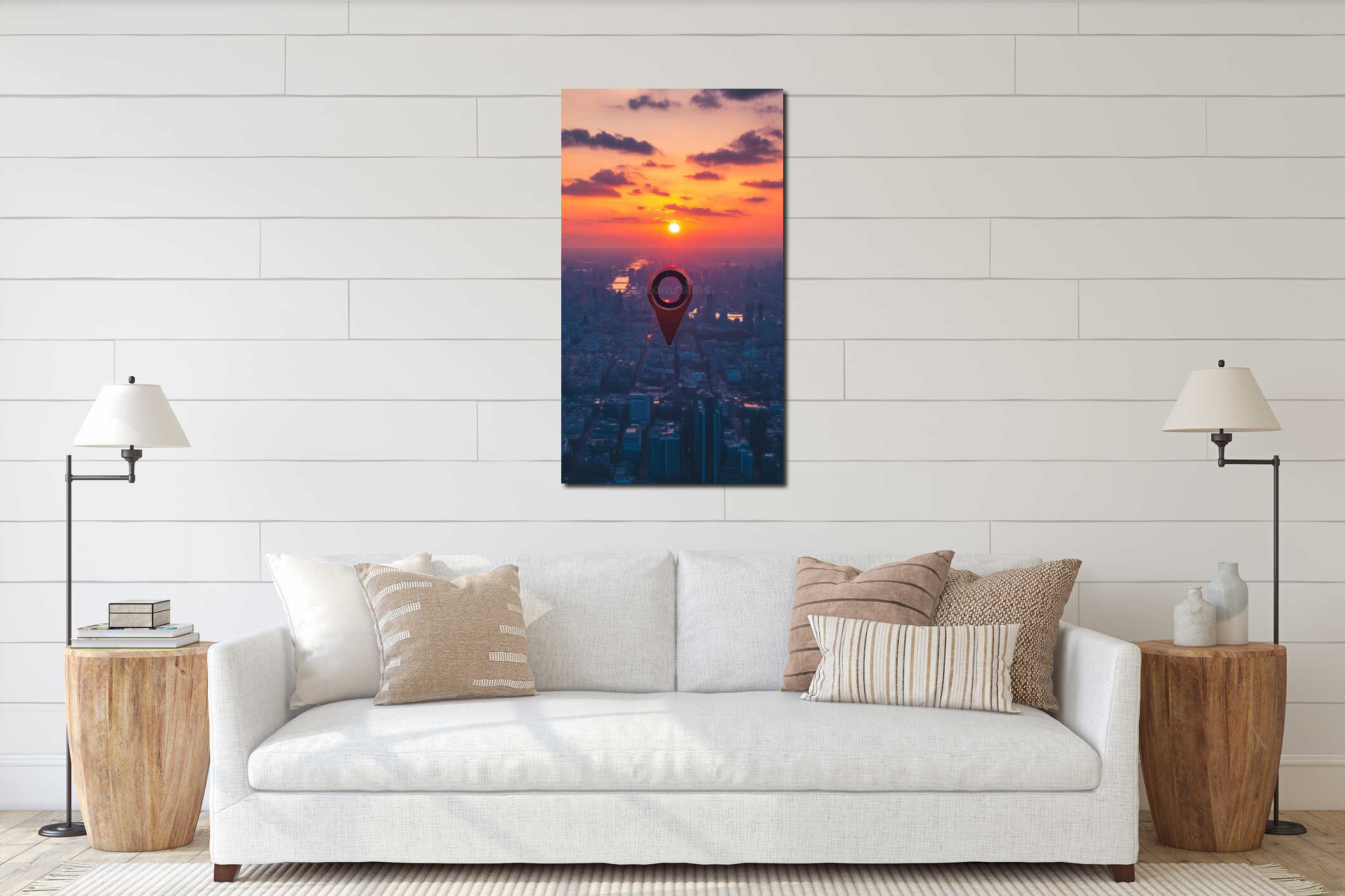 Canvas hanging interior mockup