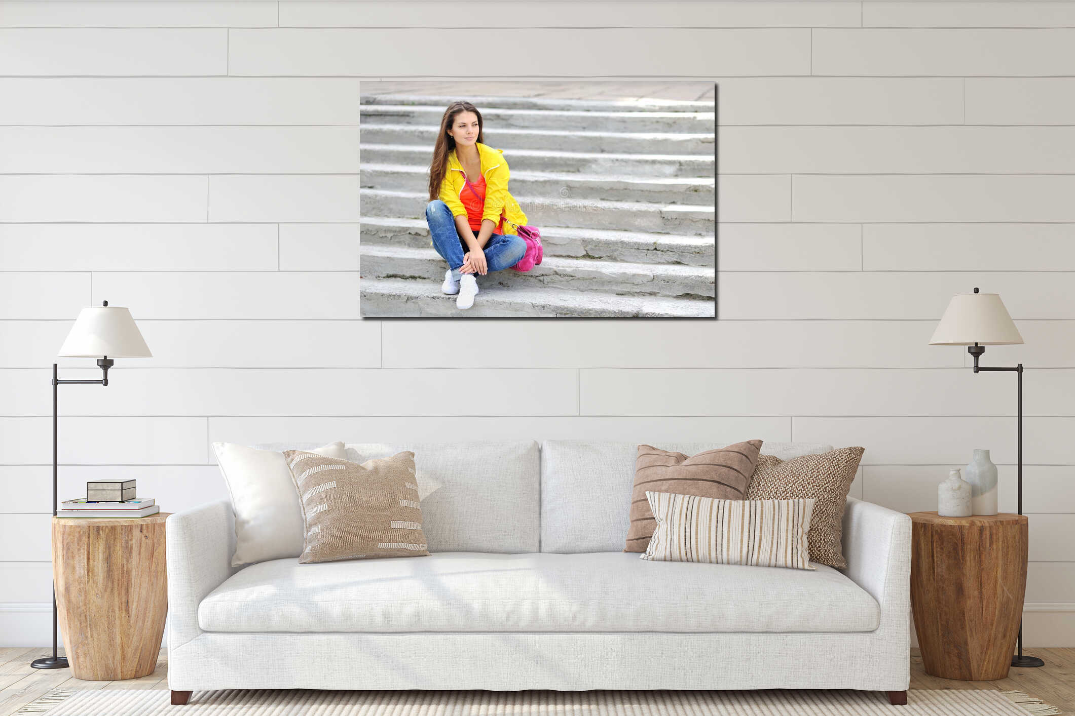 Canvas hanging interior mockup