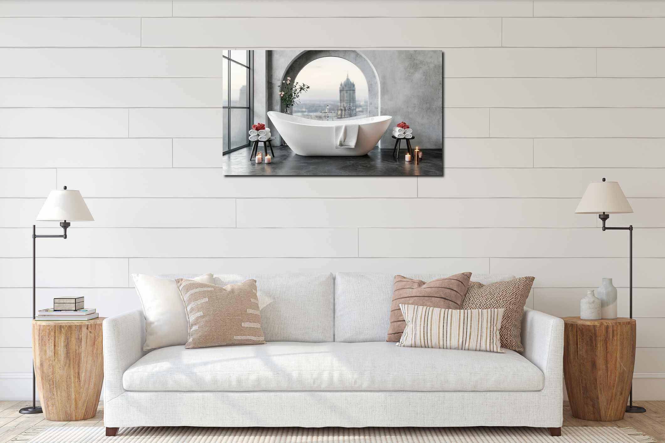 Canvas hanging interior mockup