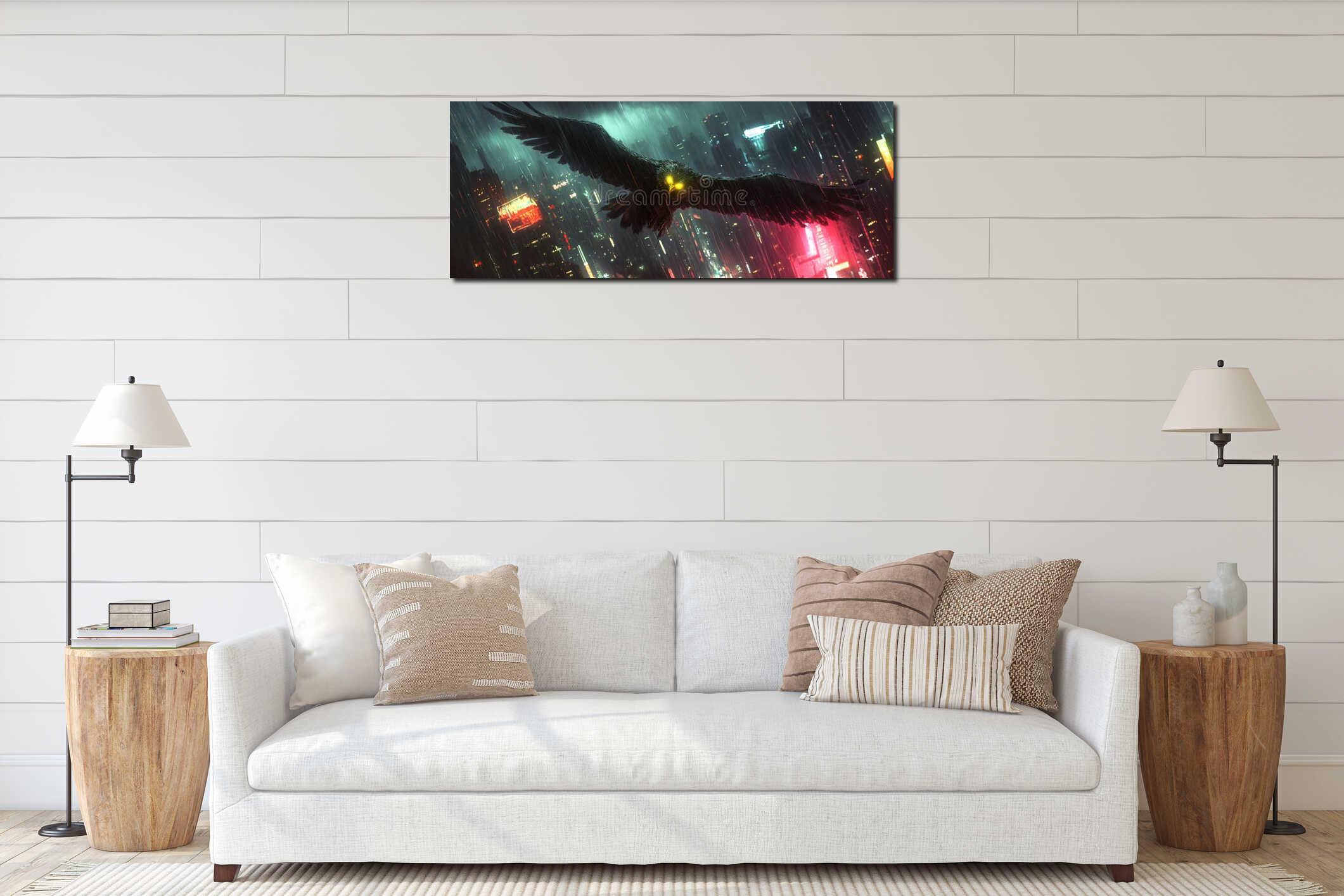 Canvas hanging interior mockup