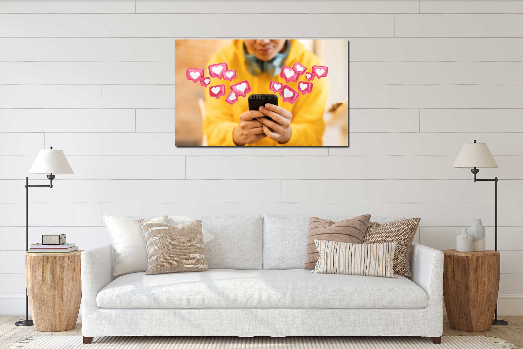 Canvas hanging interior mockup