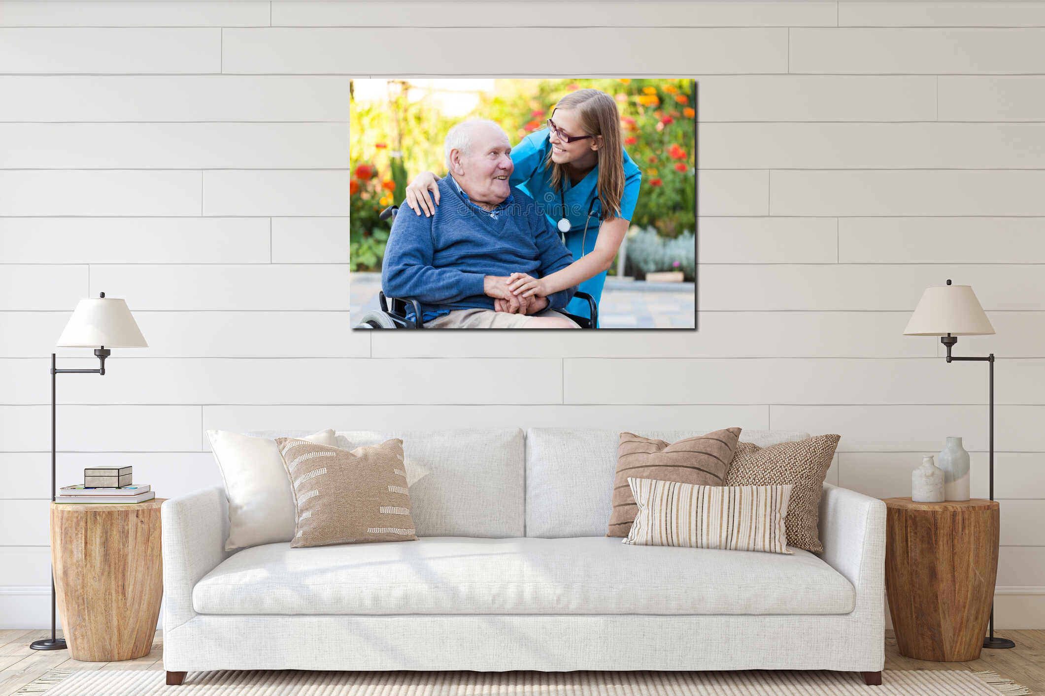 Canvas hanging interior mockup