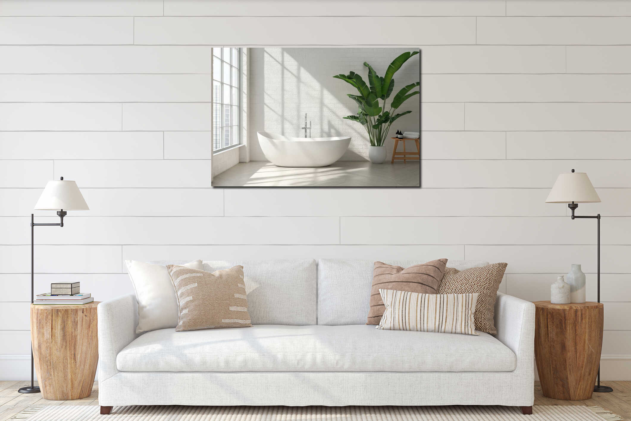 Canvas hanging interior mockup
