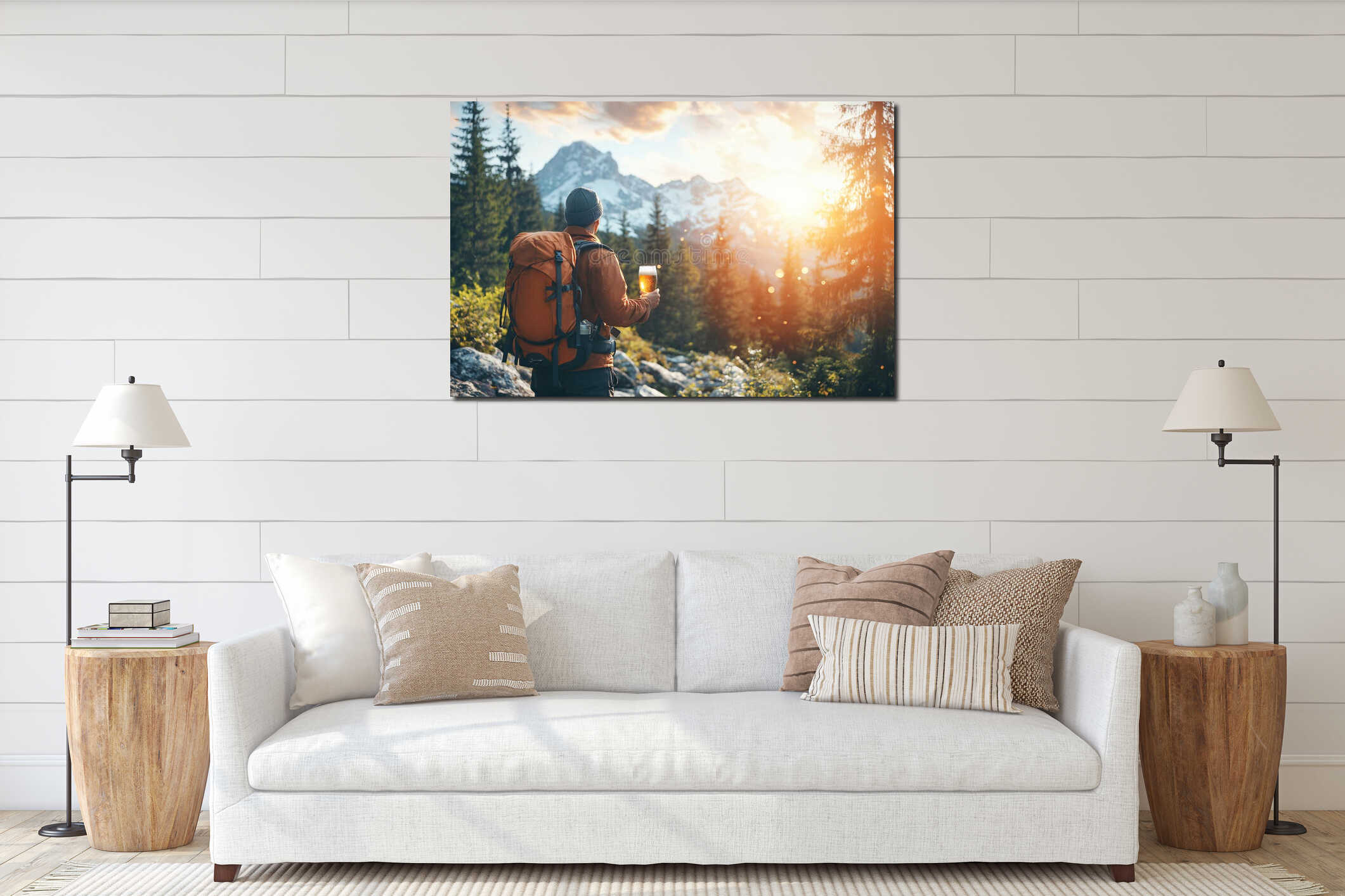 Canvas hanging interior mockup