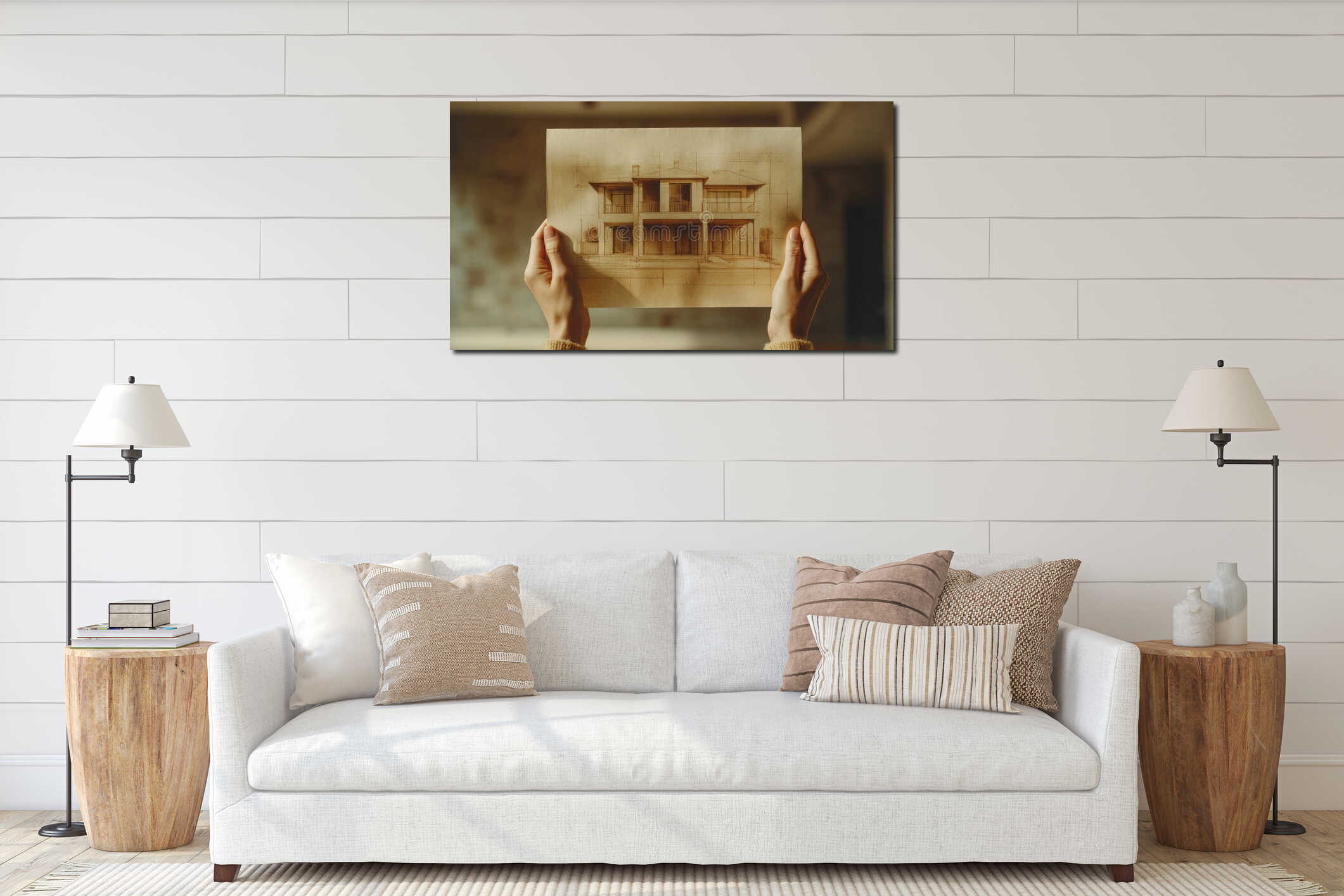 Canvas hanging interior mockup