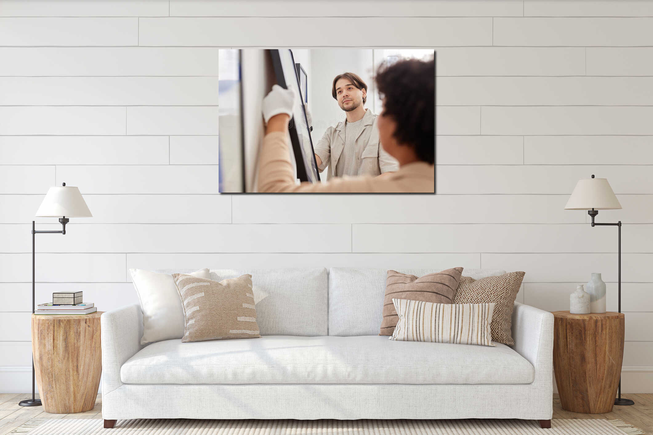 Canvas hanging interior mockup
