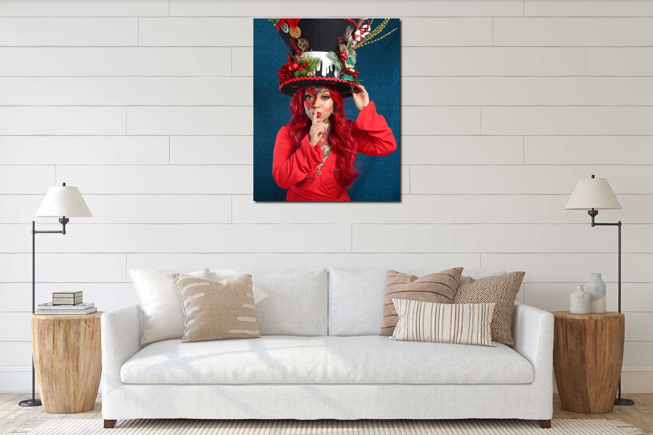 Canvas hanging interior mockup