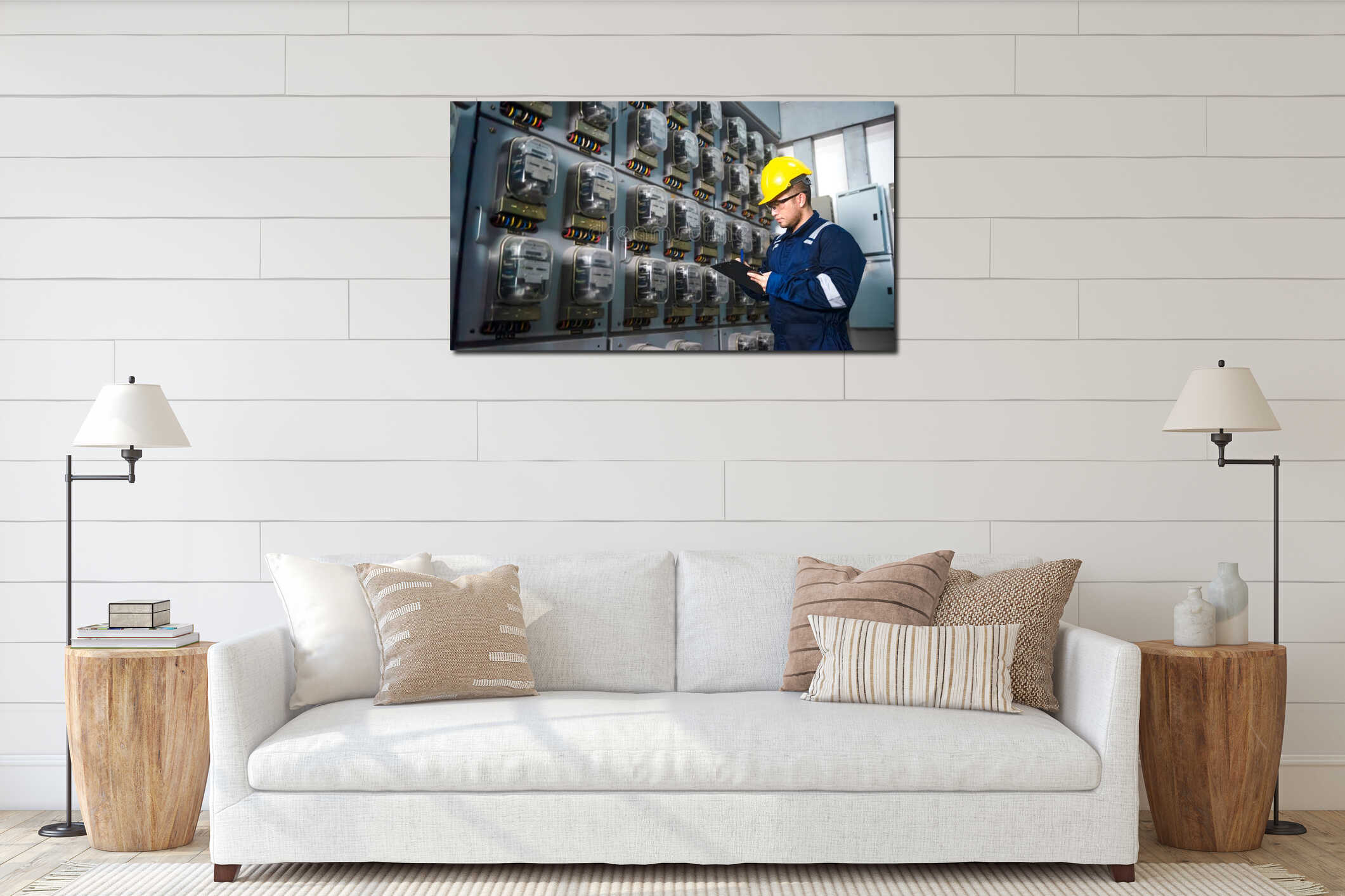 Canvas hanging interior mockup