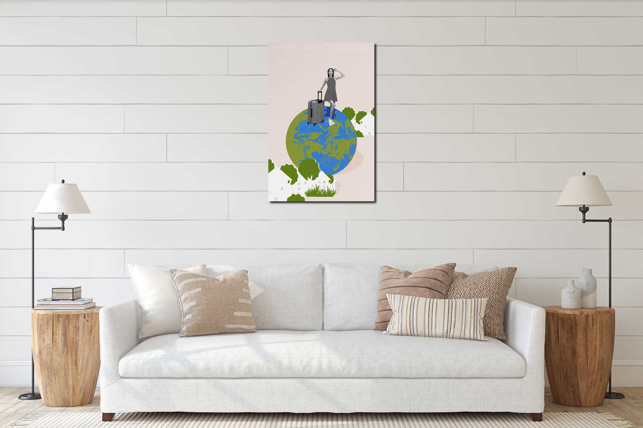 Canvas hanging interior mockup