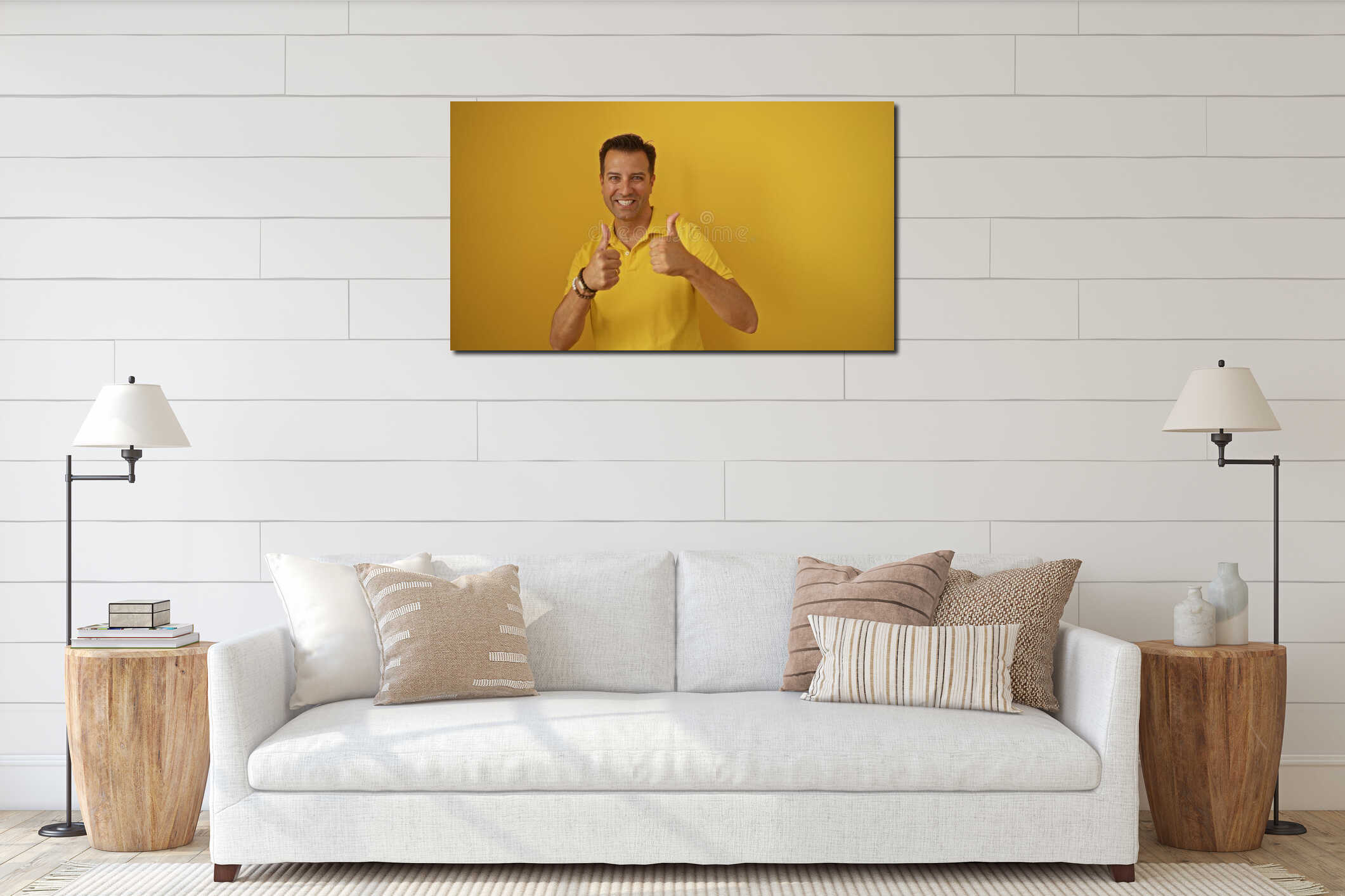 Canvas hanging interior mockup