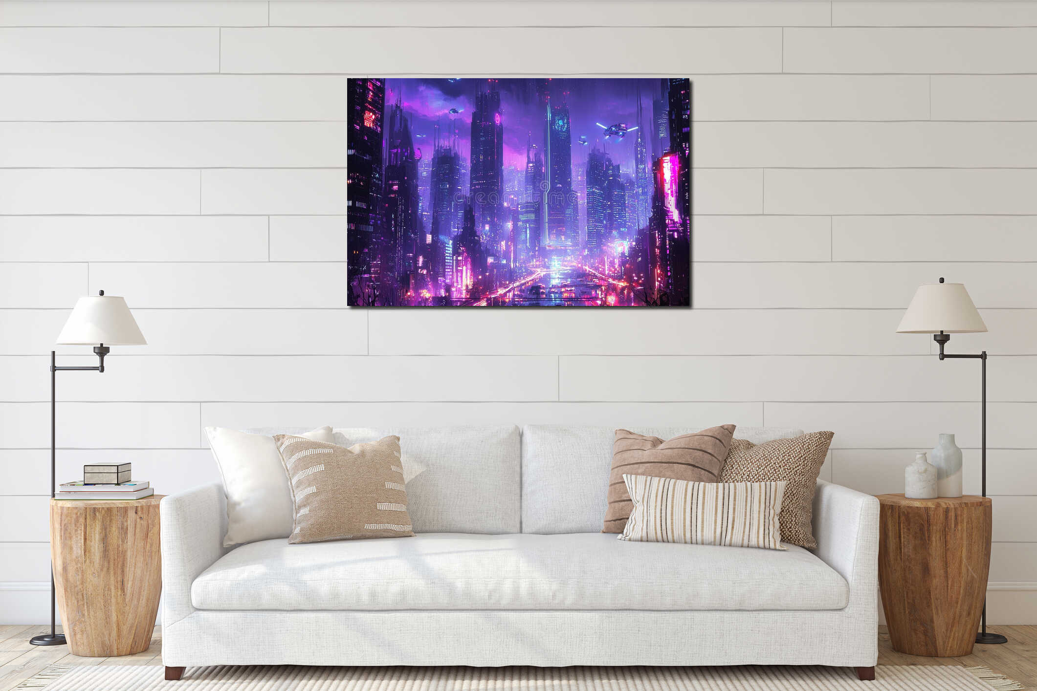 Canvas hanging interior mockup