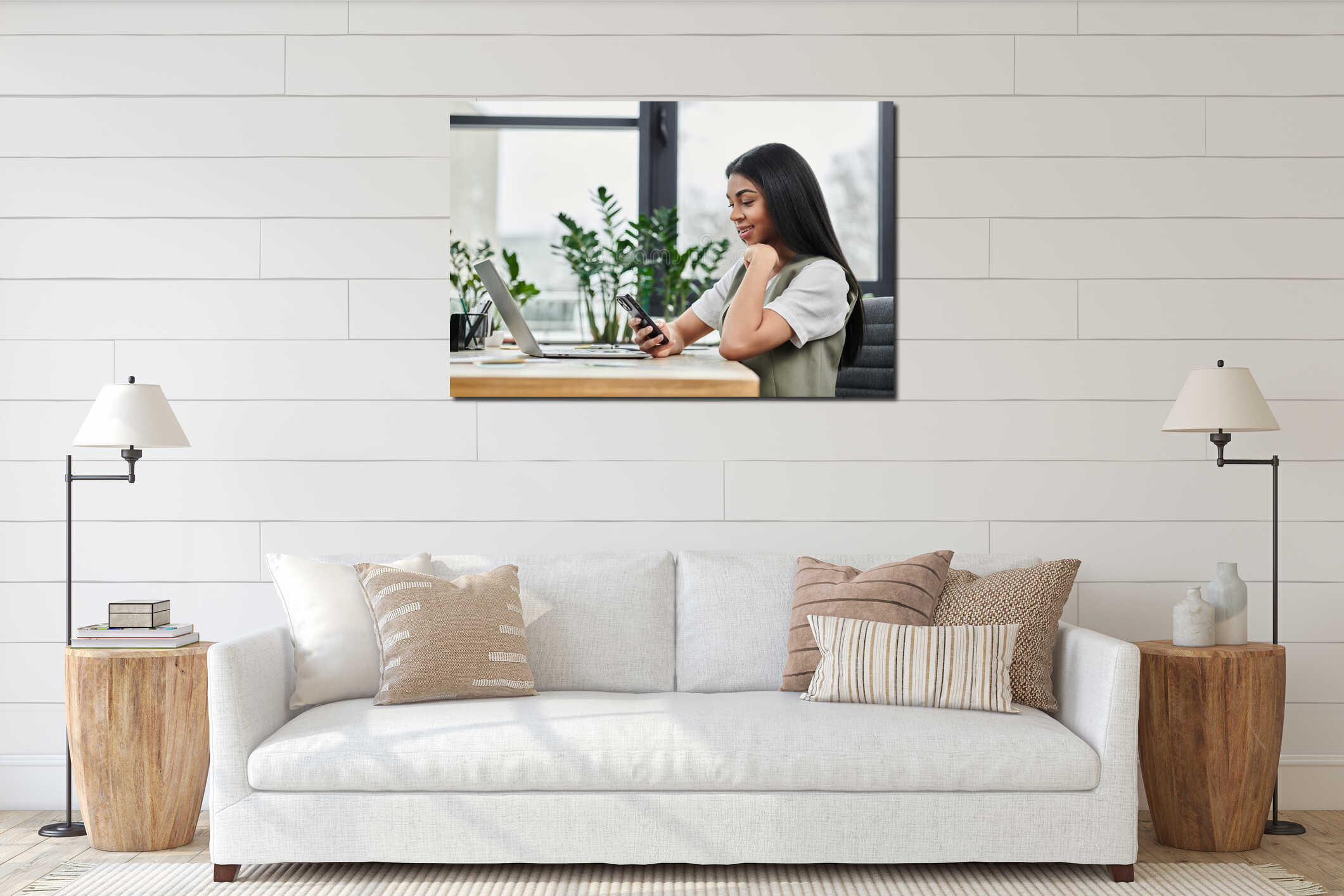 Canvas hanging interior mockup