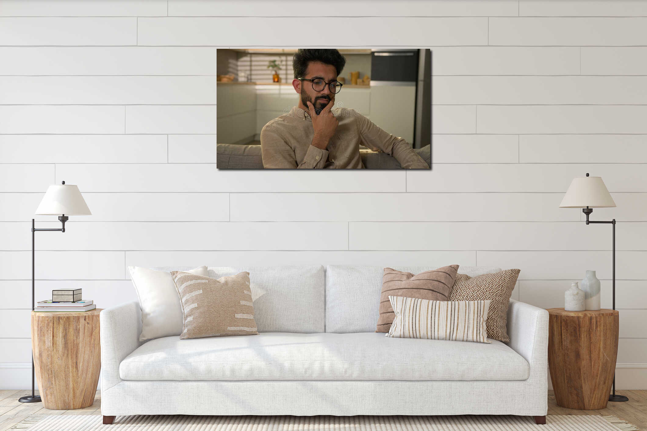 Canvas hanging interior mockup