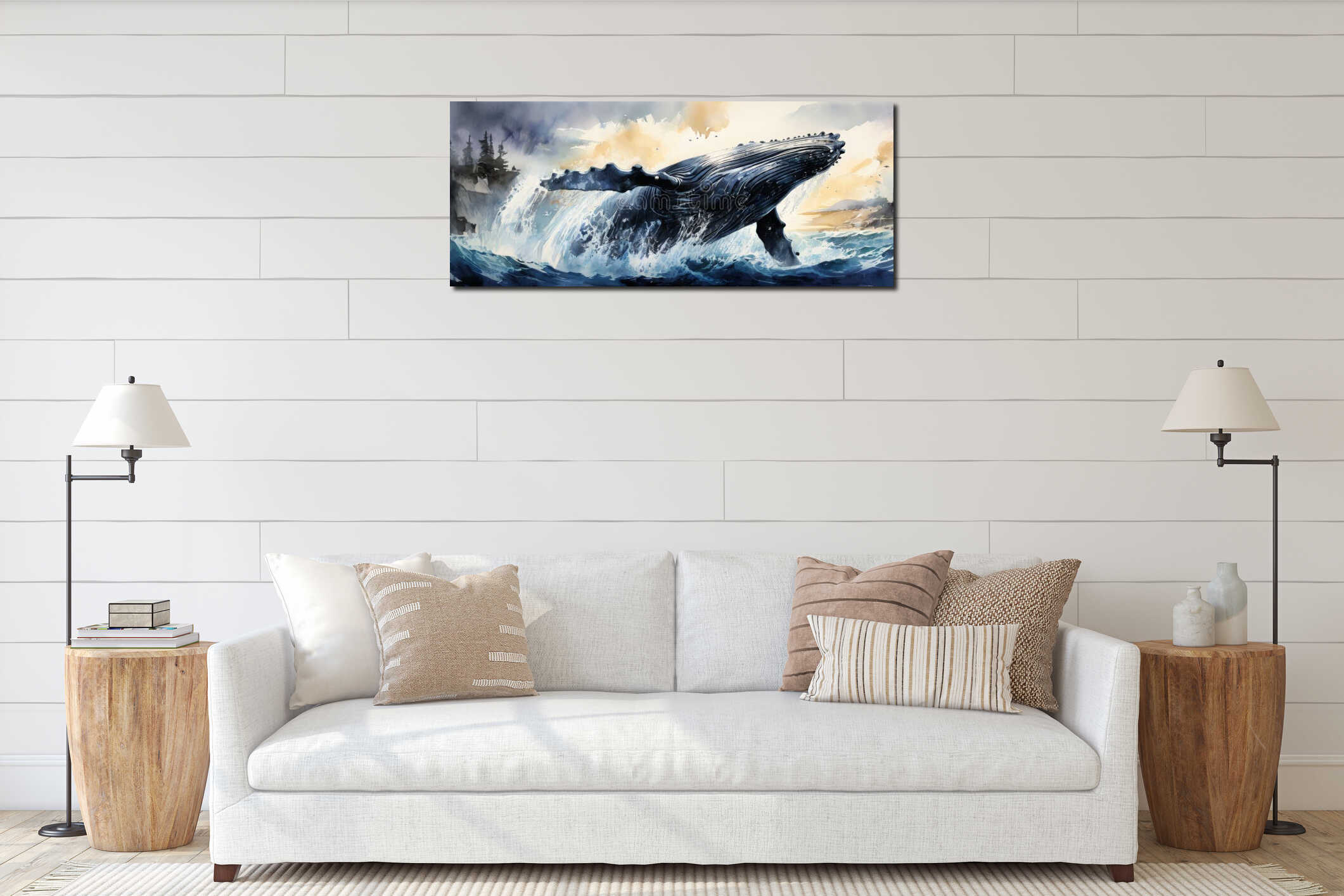 Canvas hanging interior mockup