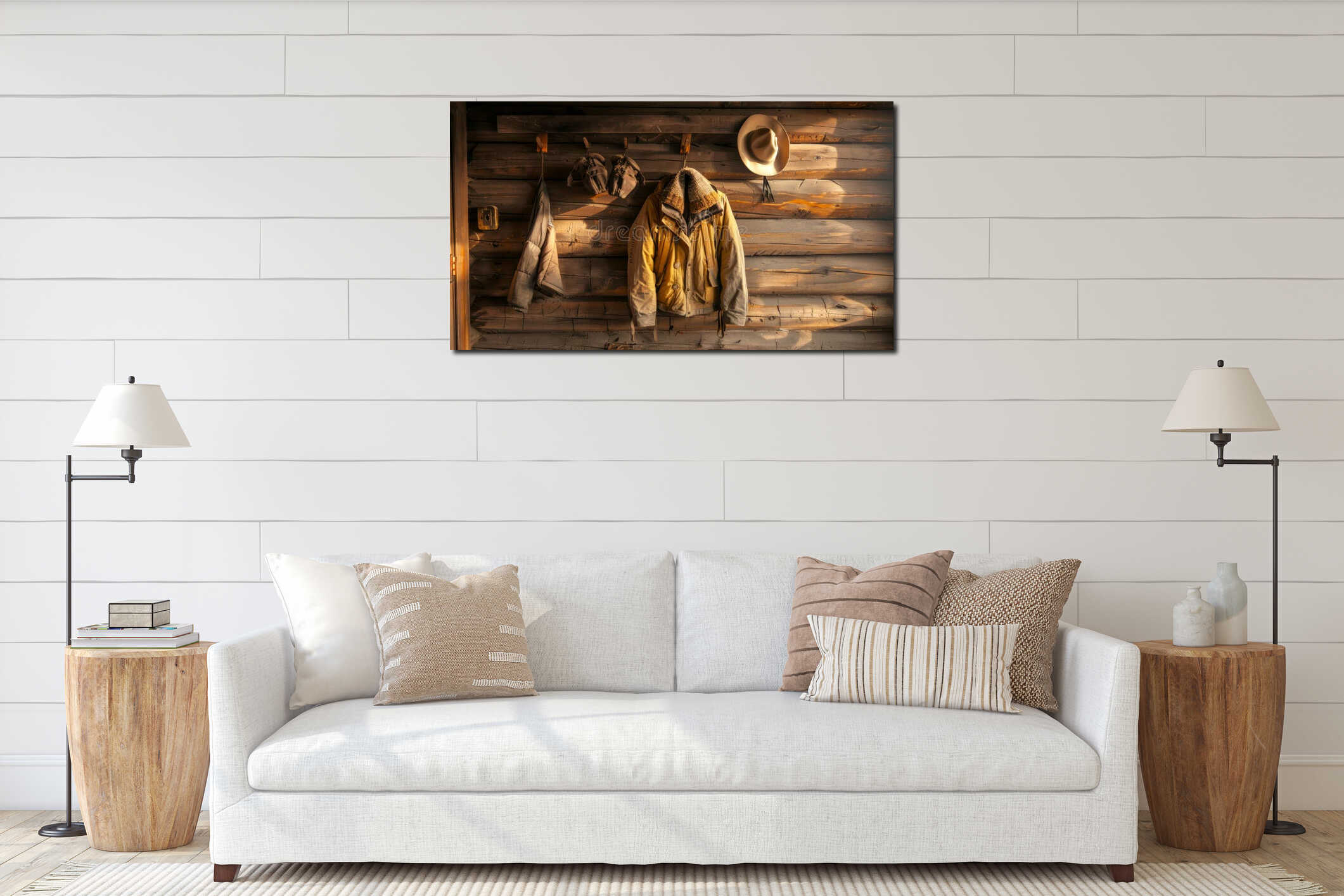 Canvas hanging interior mockup