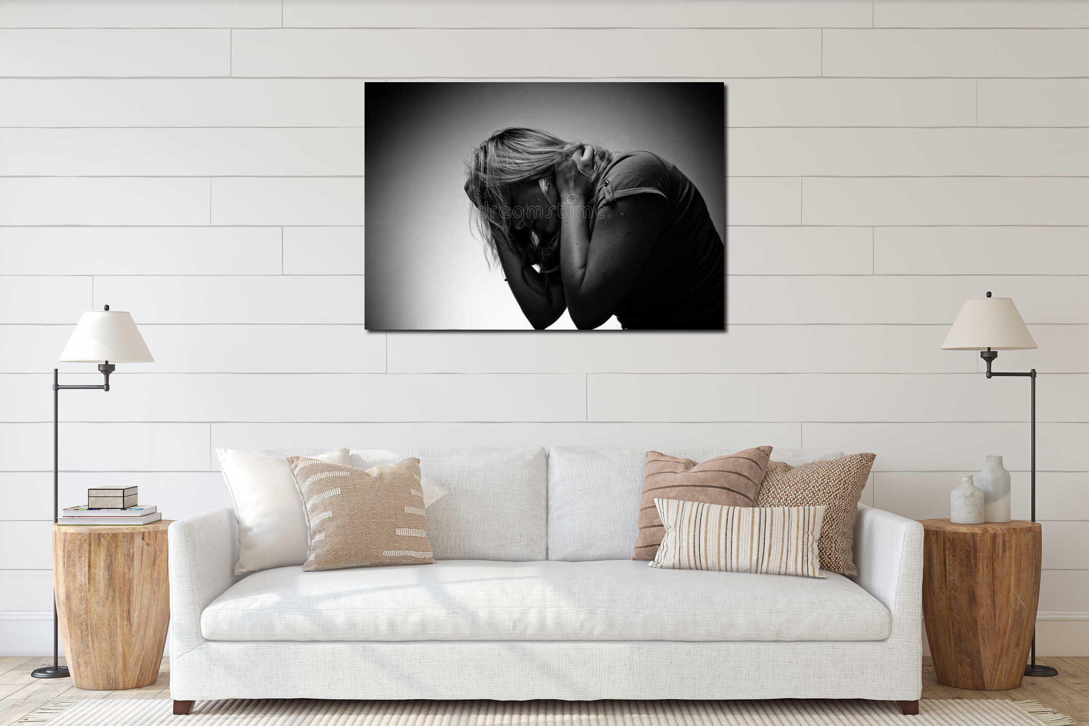 Canvas hanging interior mockup