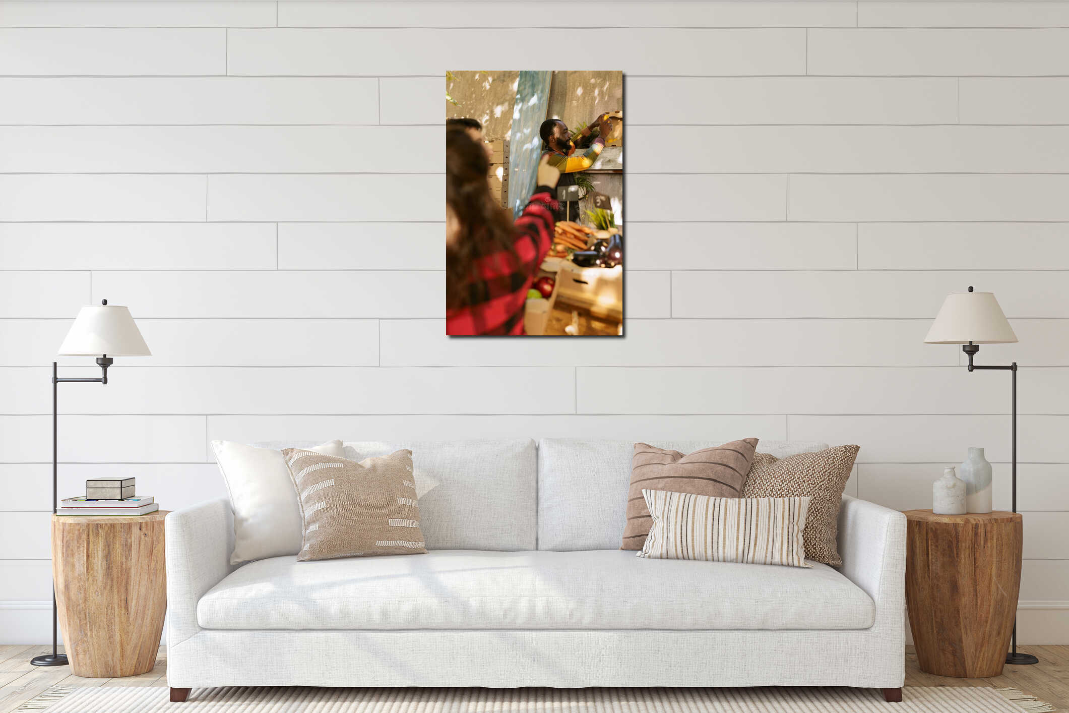 Canvas hanging interior mockup