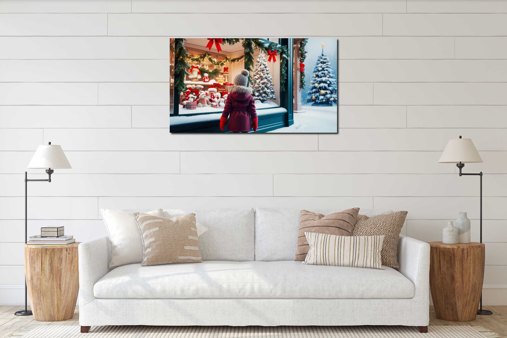 Canvas hanging interior mockup