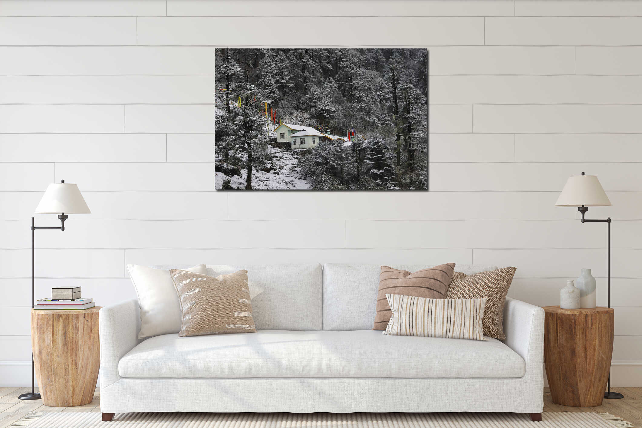 Canvas hanging interior mockup