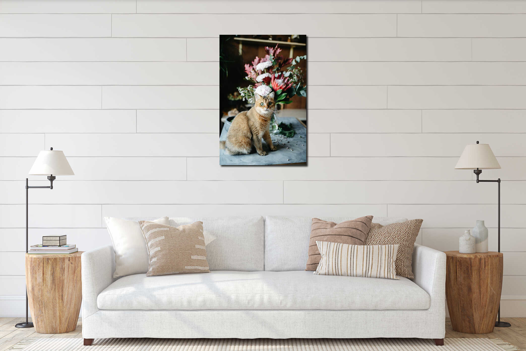 Canvas hanging interior mockup