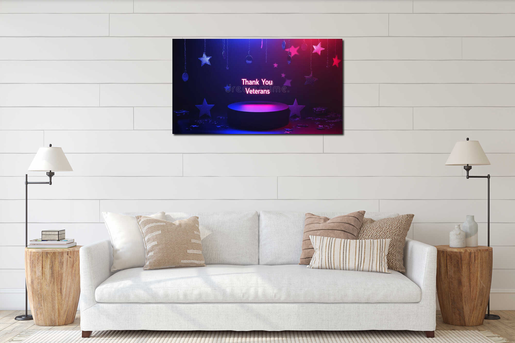Canvas hanging interior mockup