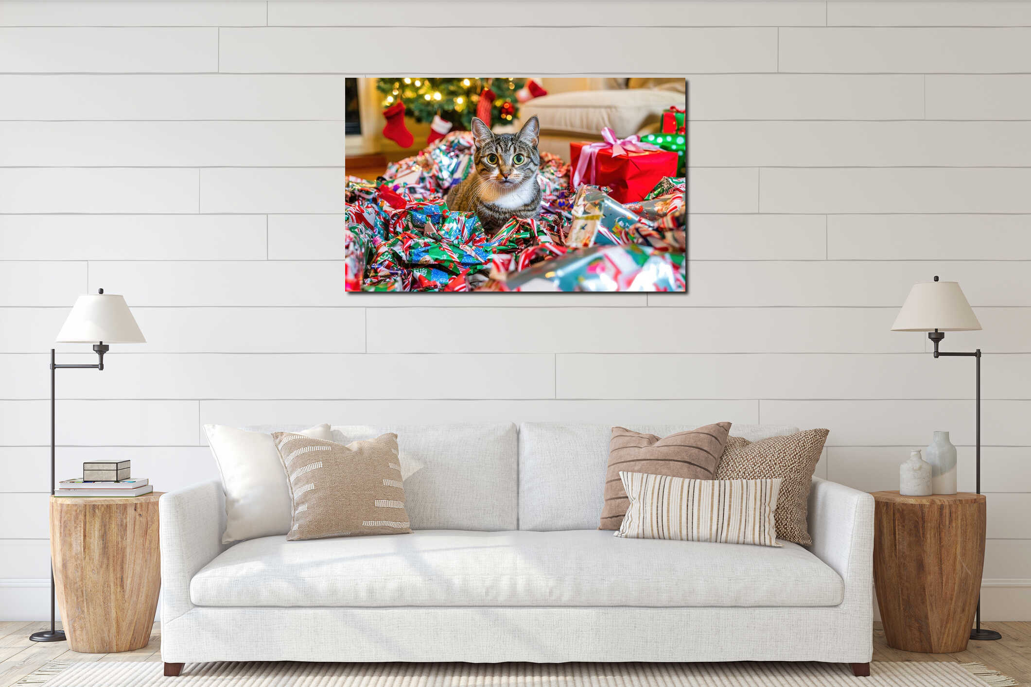 Canvas hanging interior mockup