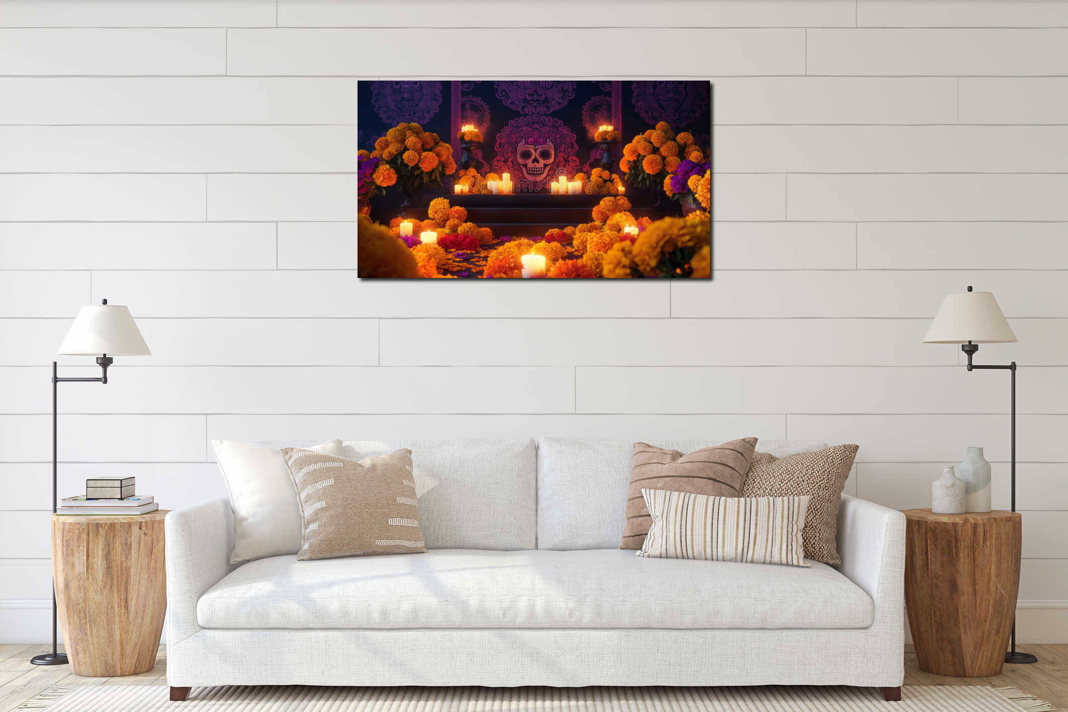 Canvas hanging interior mockup