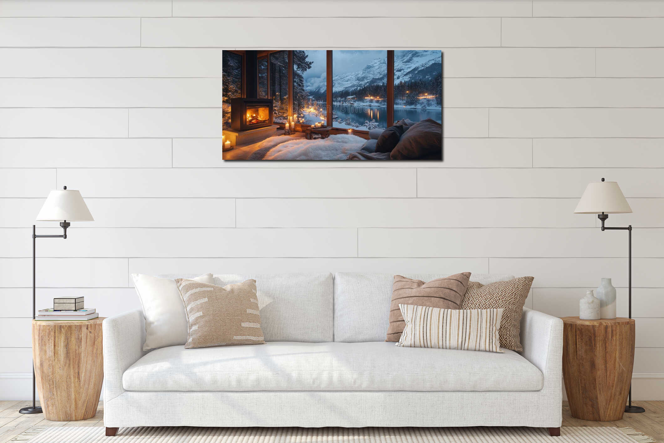 Canvas hanging interior mockup