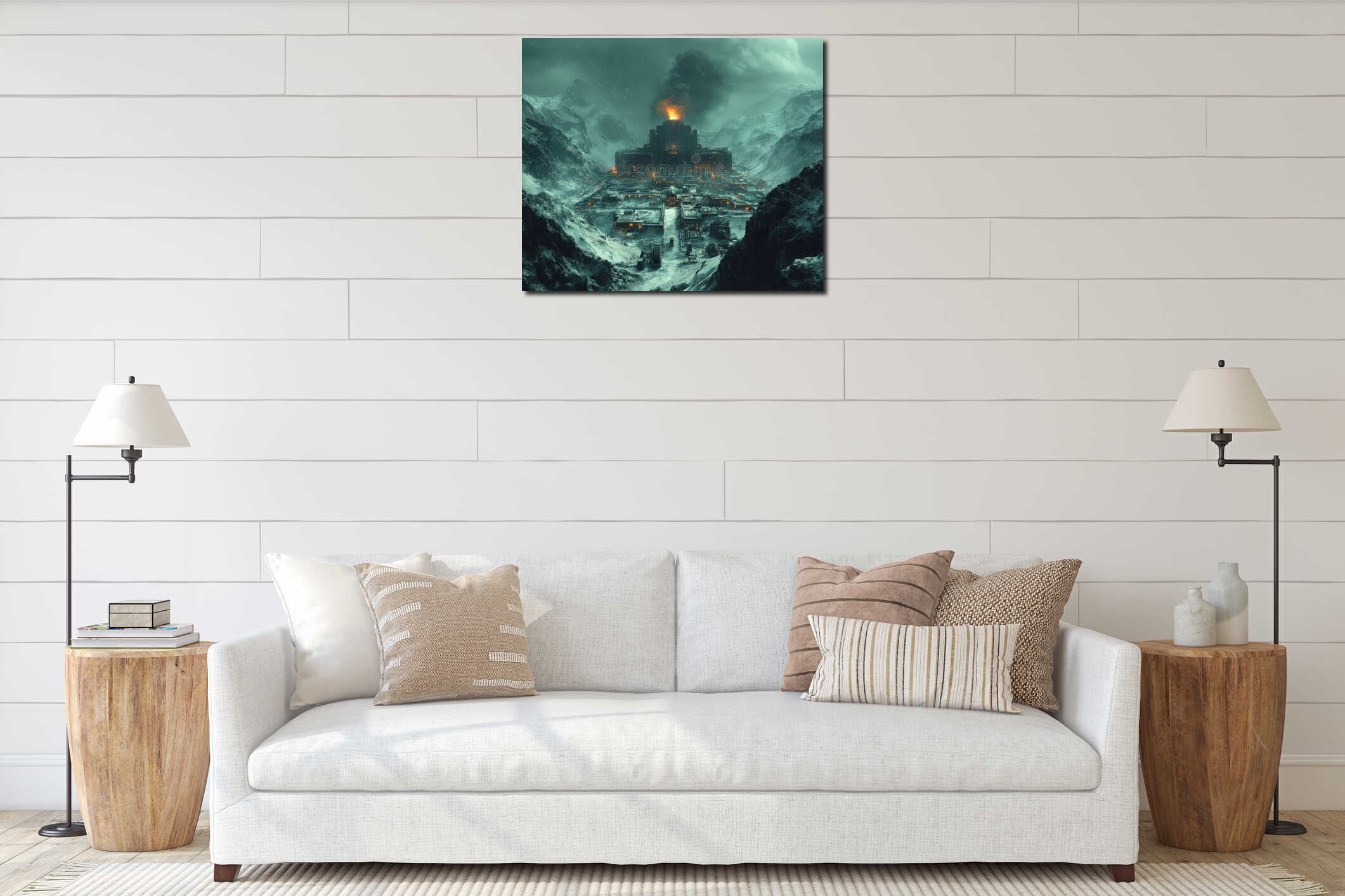 Canvas hanging interior mockup