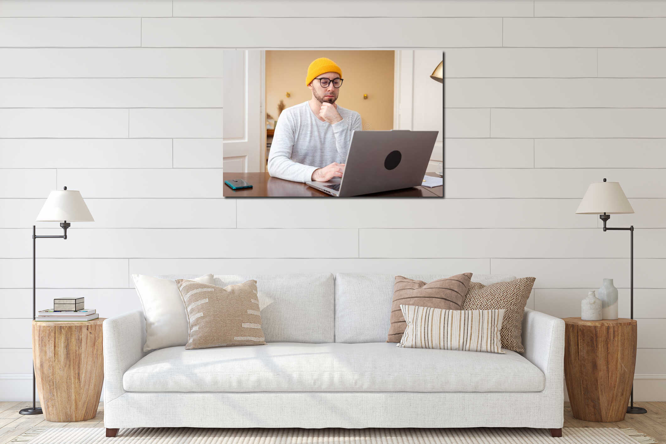 Canvas hanging interior mockup