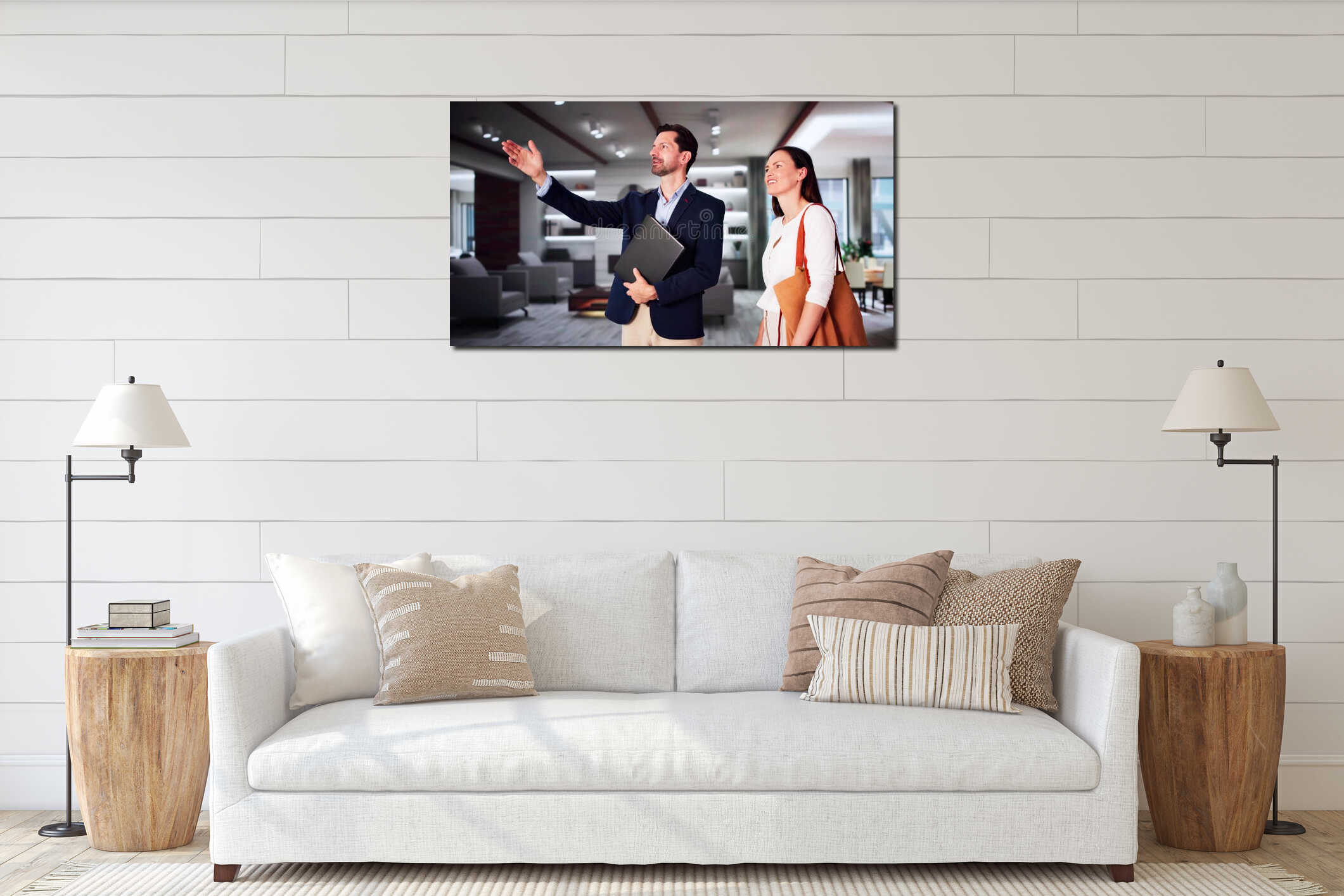 Canvas hanging interior mockup