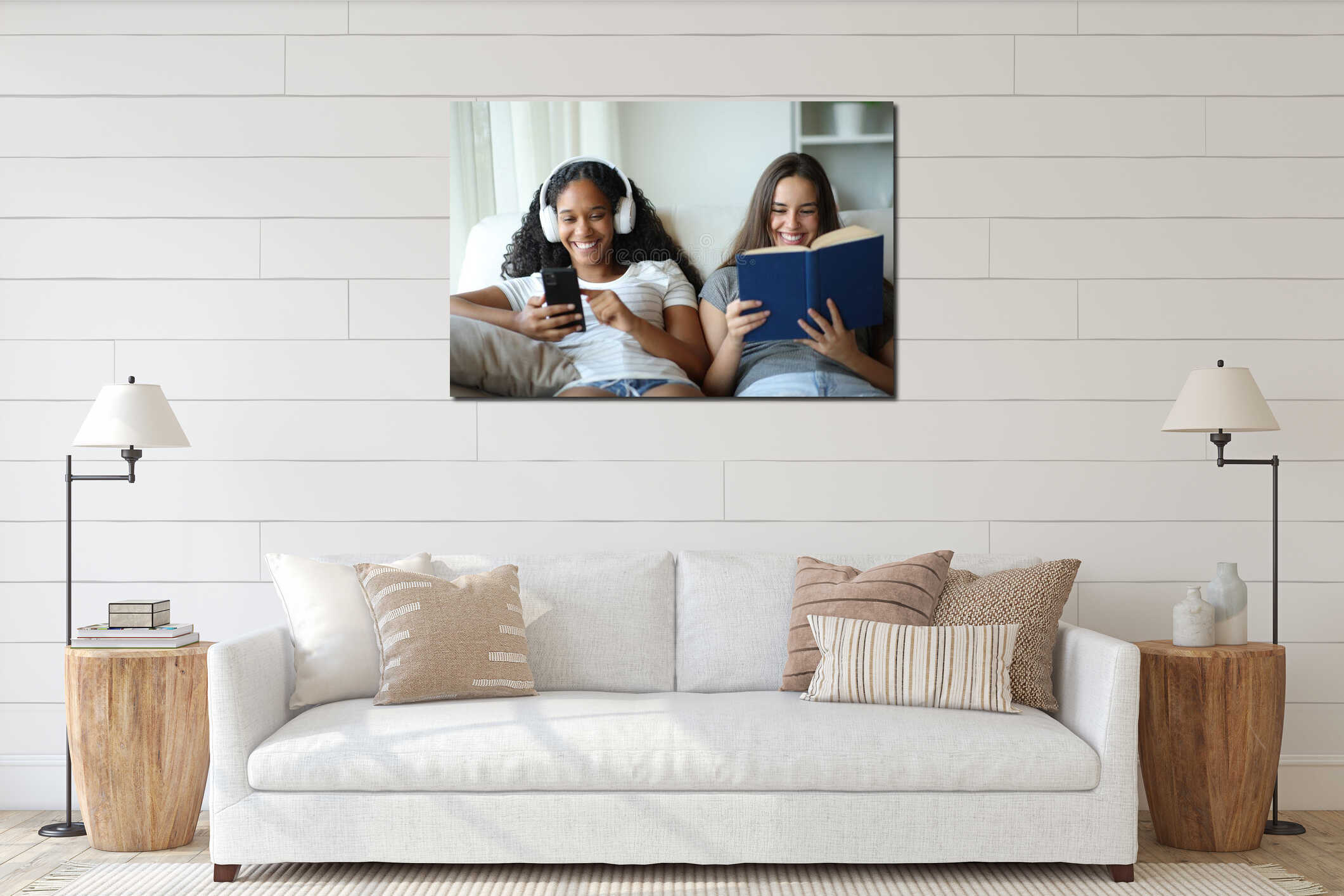 Canvas hanging interior mockup