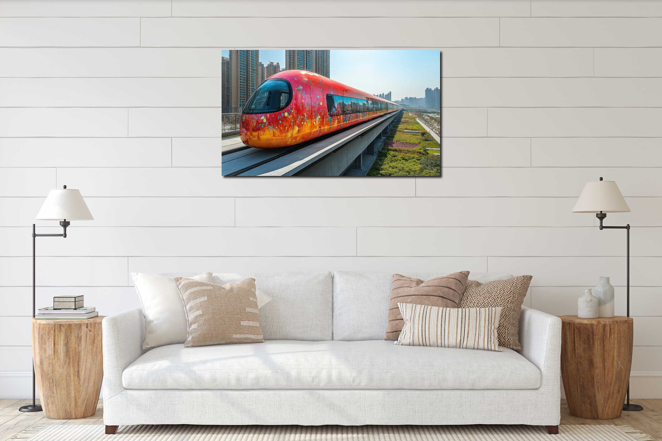 Canvas hanging interior mockup