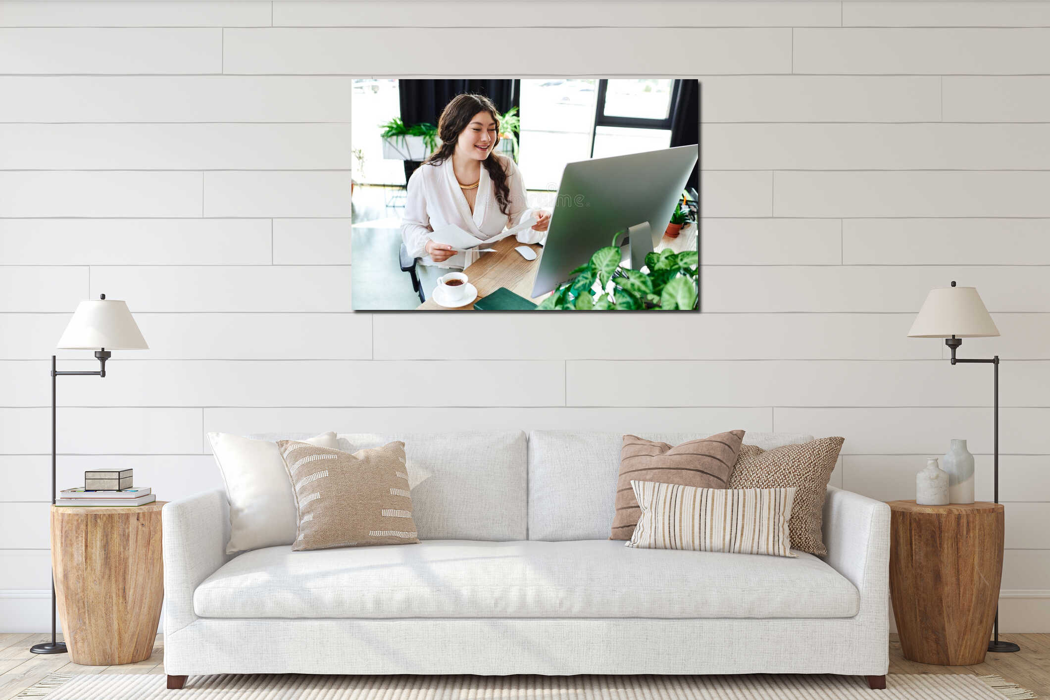 Canvas hanging interior mockup