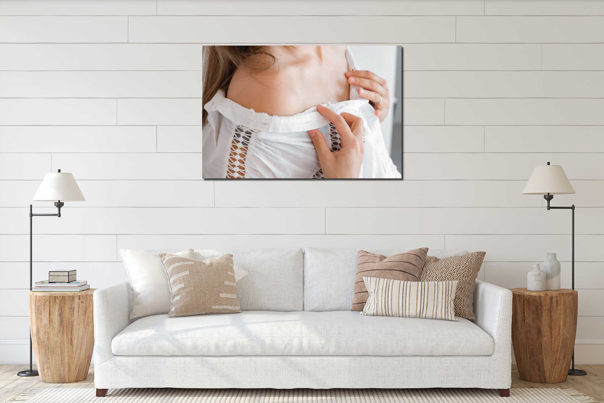 Canvas hanging interior mockup