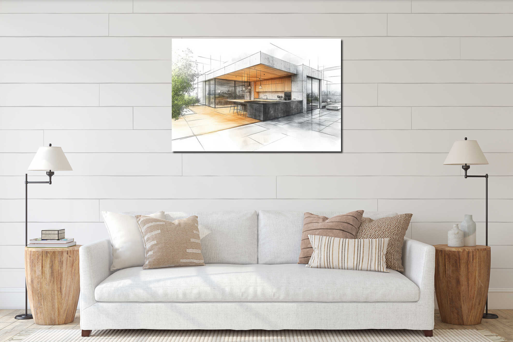 Canvas hanging interior mockup