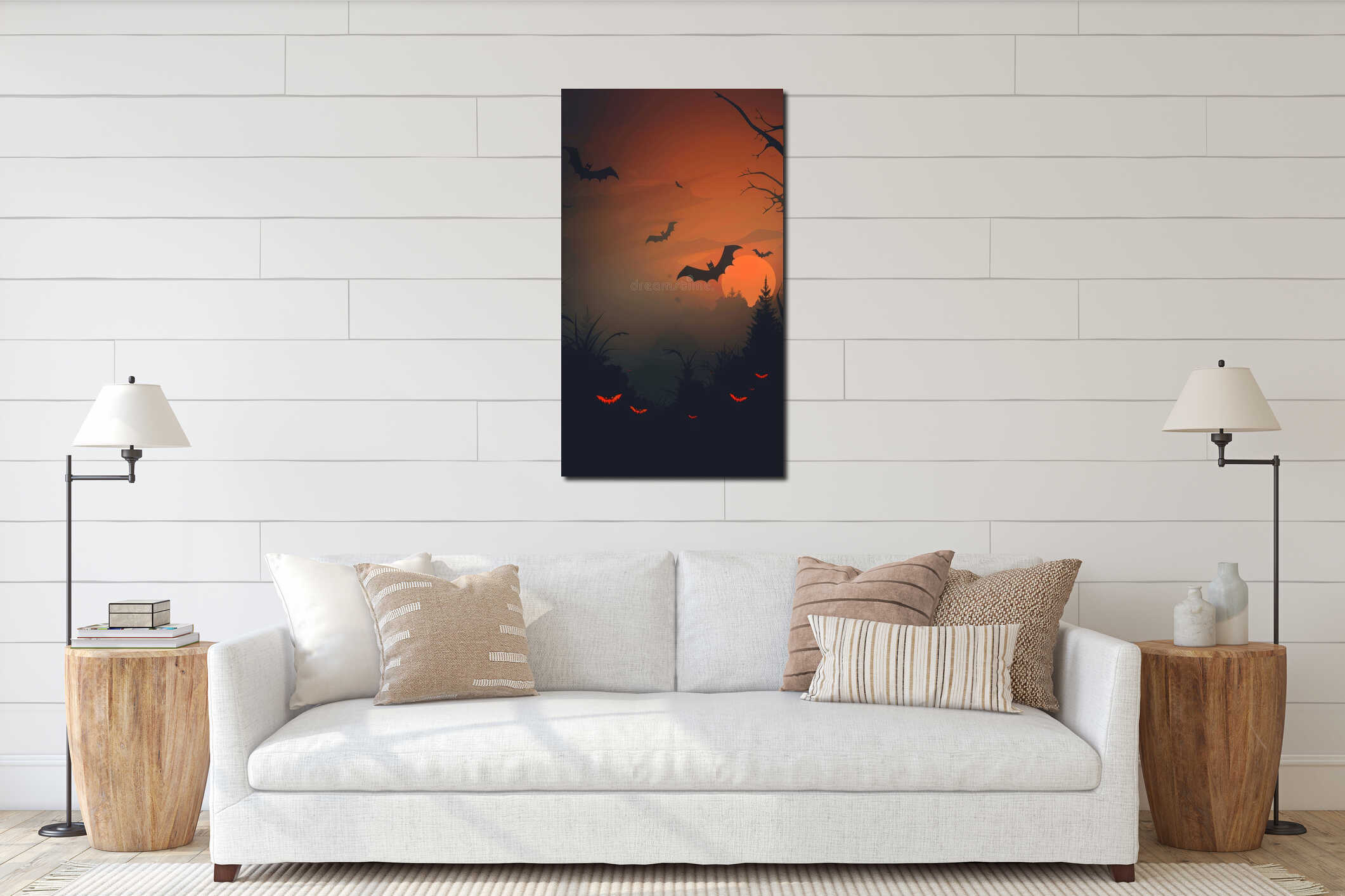 Canvas hanging interior mockup