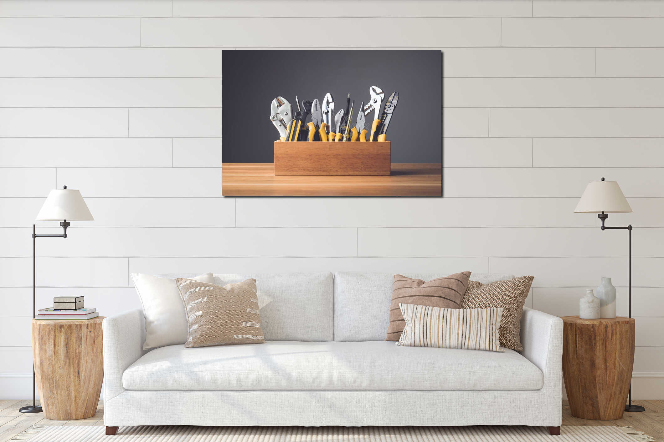 Canvas hanging interior mockup