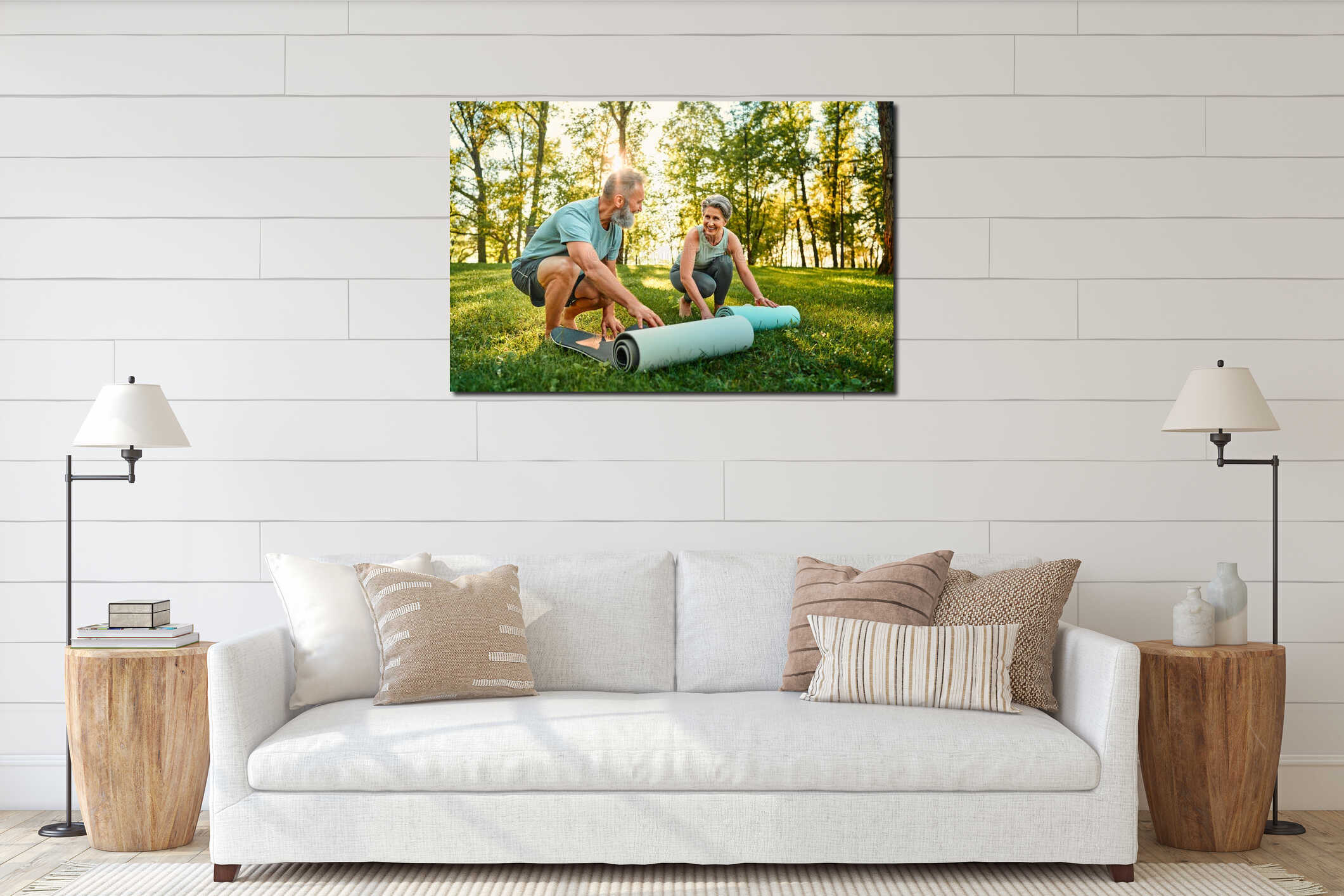 Canvas hanging interior mockup
