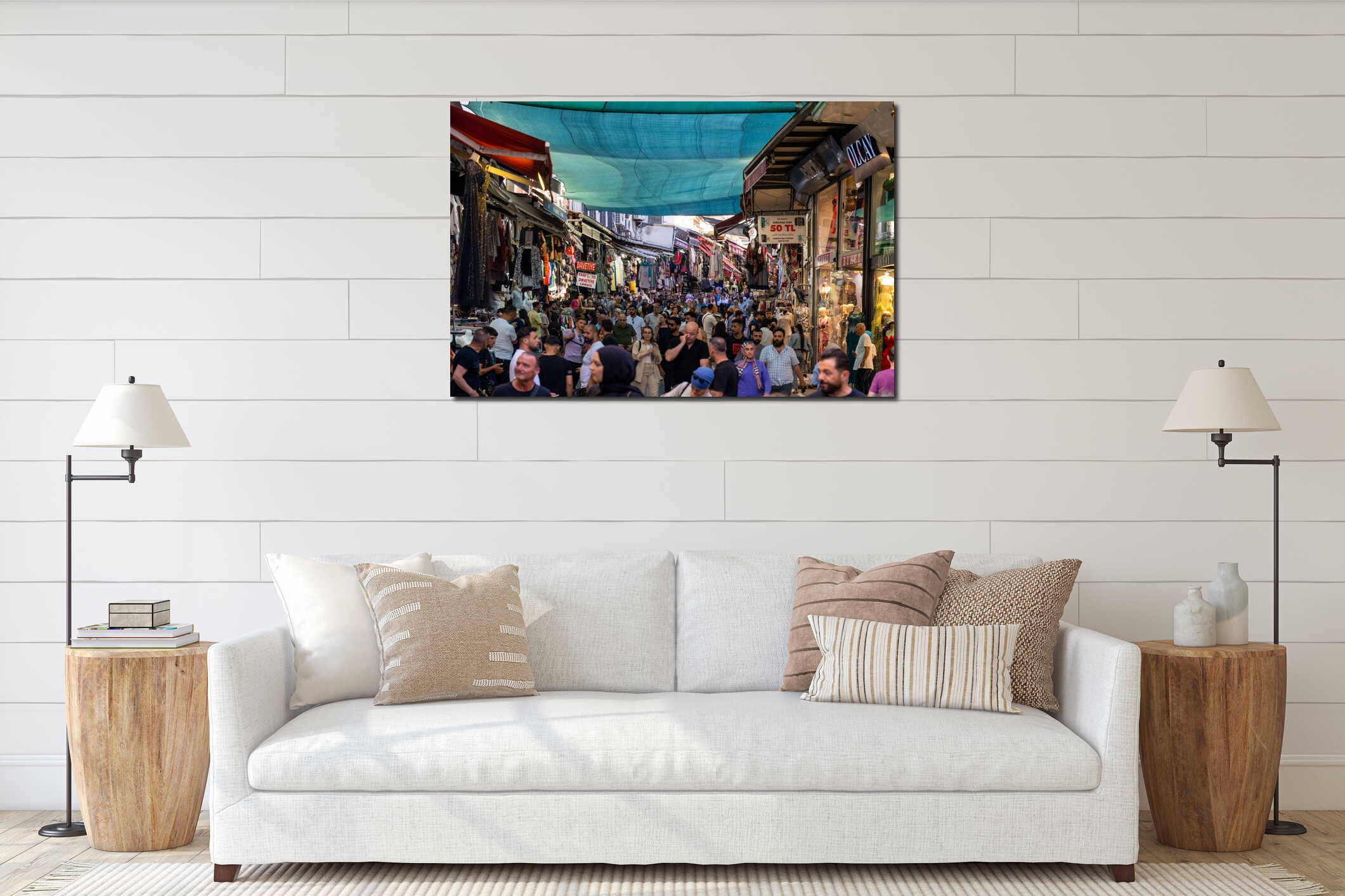 Canvas hanging interior mockup