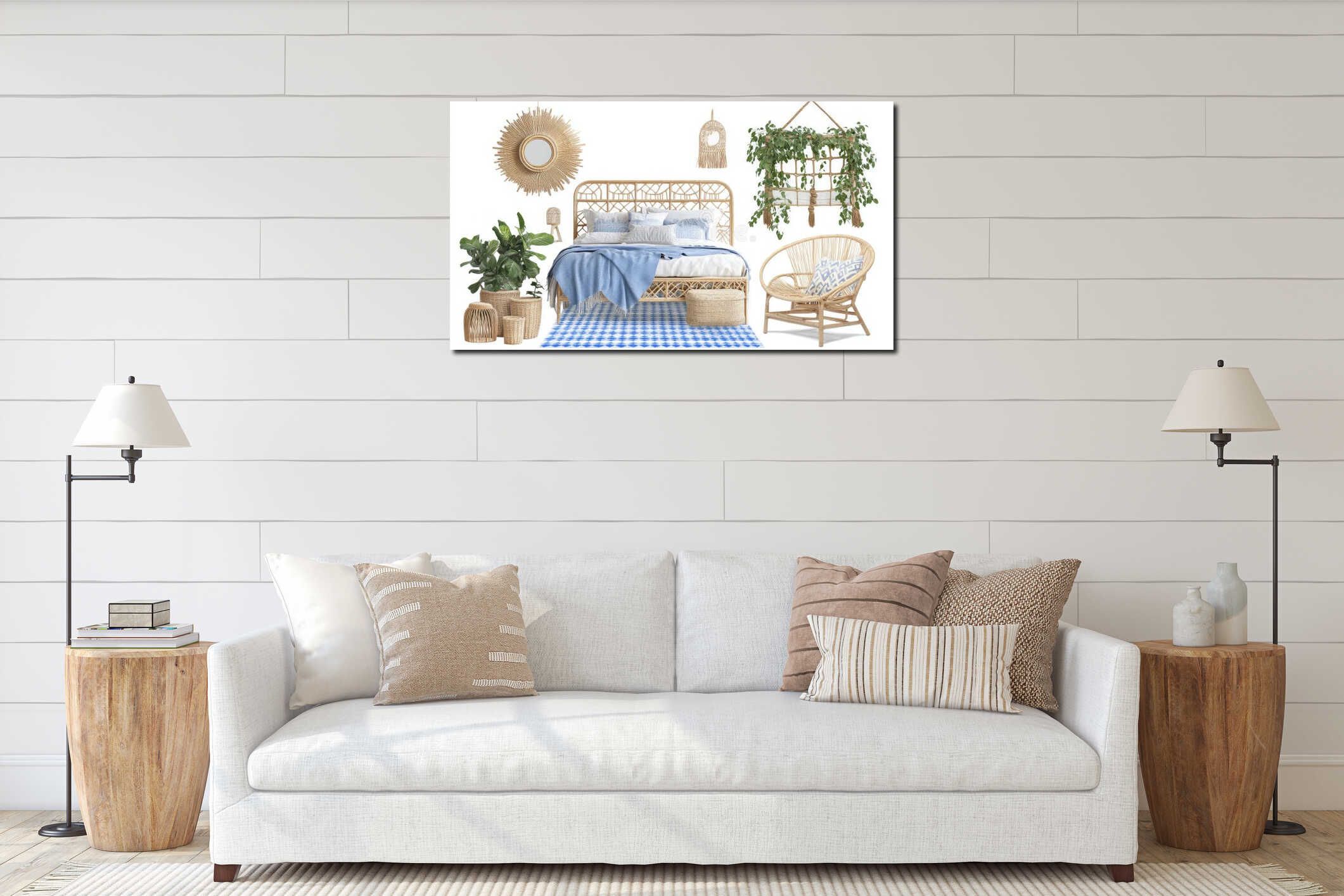 Canvas hanging interior mockup