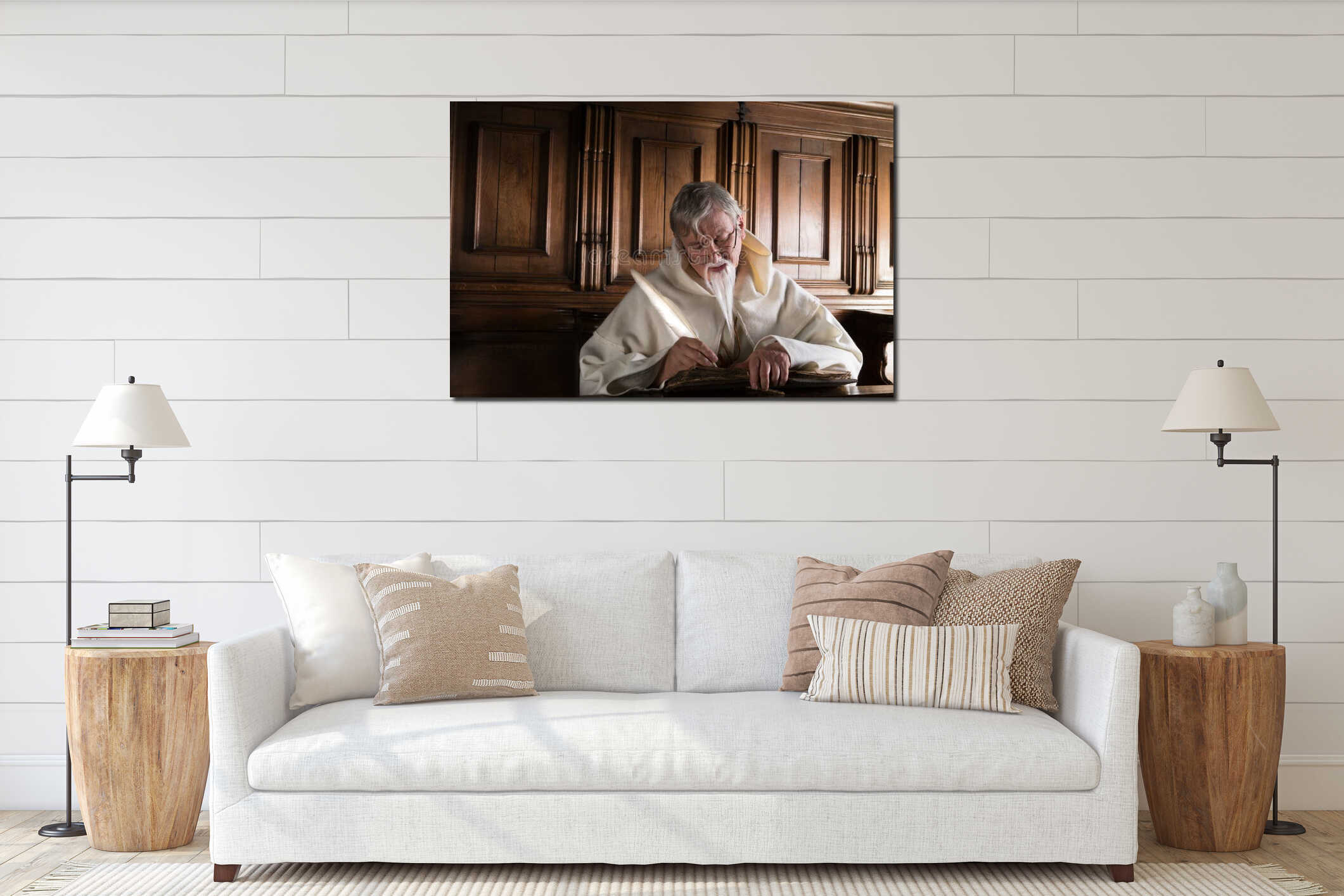 Canvas hanging interior mockup